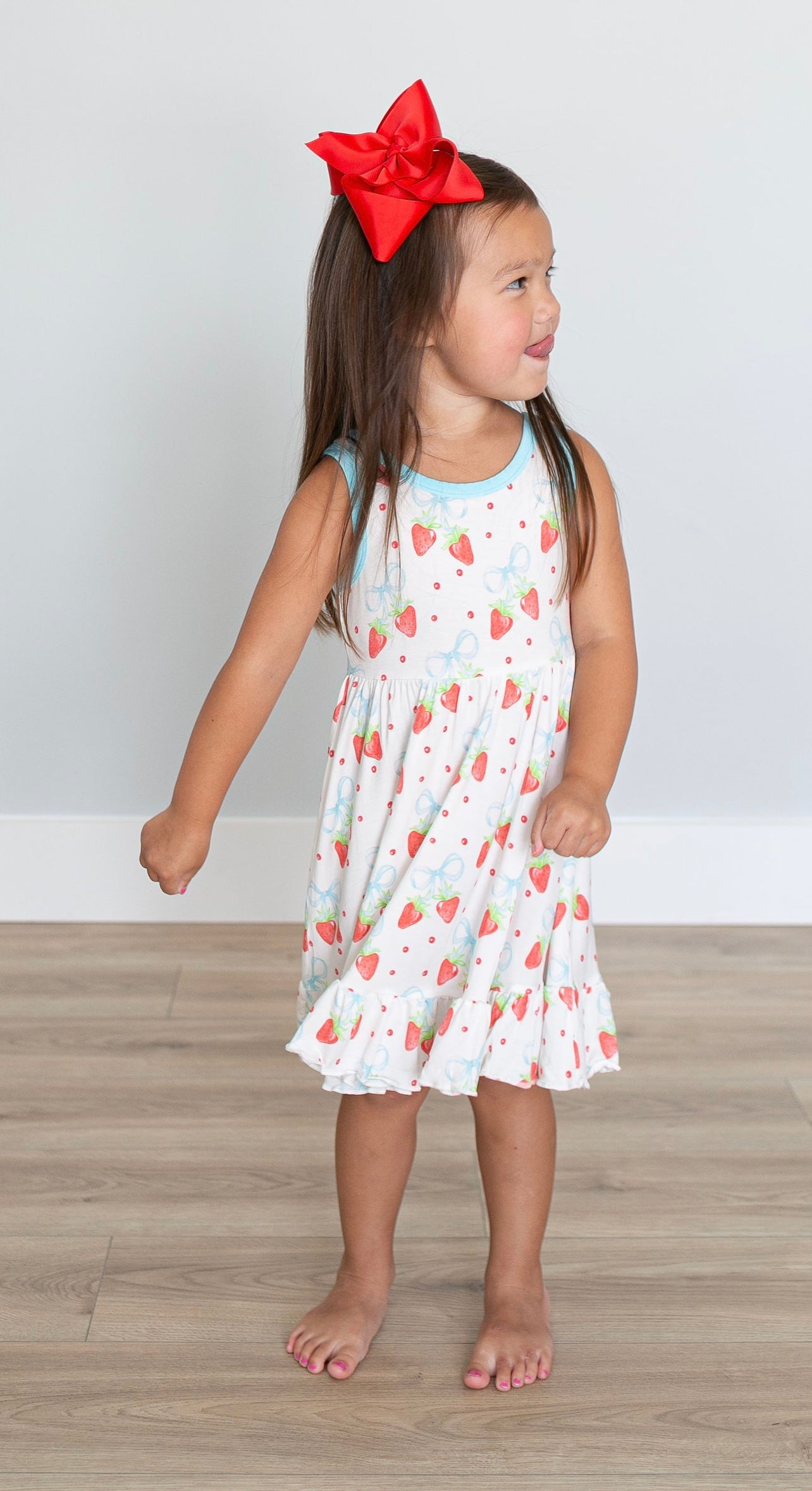 Strawberries and Bows Razorback Twirl Dress