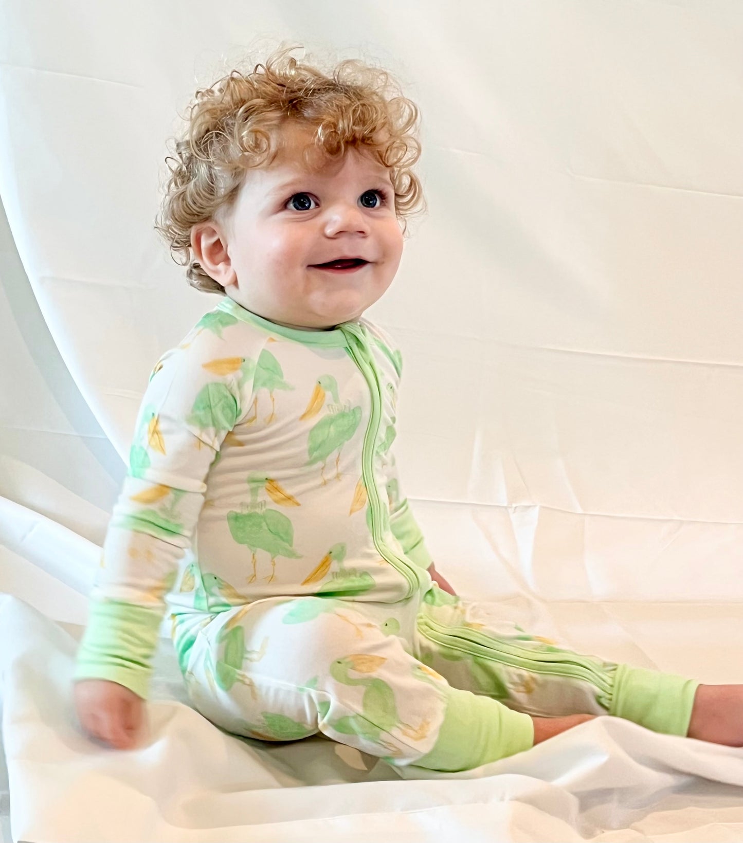 Mint Pelican Zipper Onesie