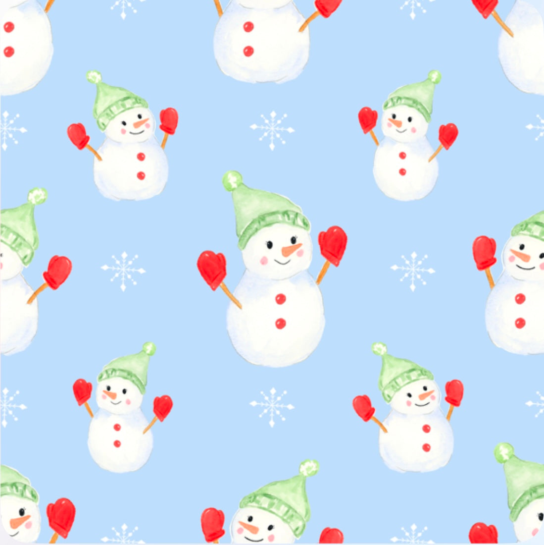Snowmen on Blue Two Piece Pajama Pants Set