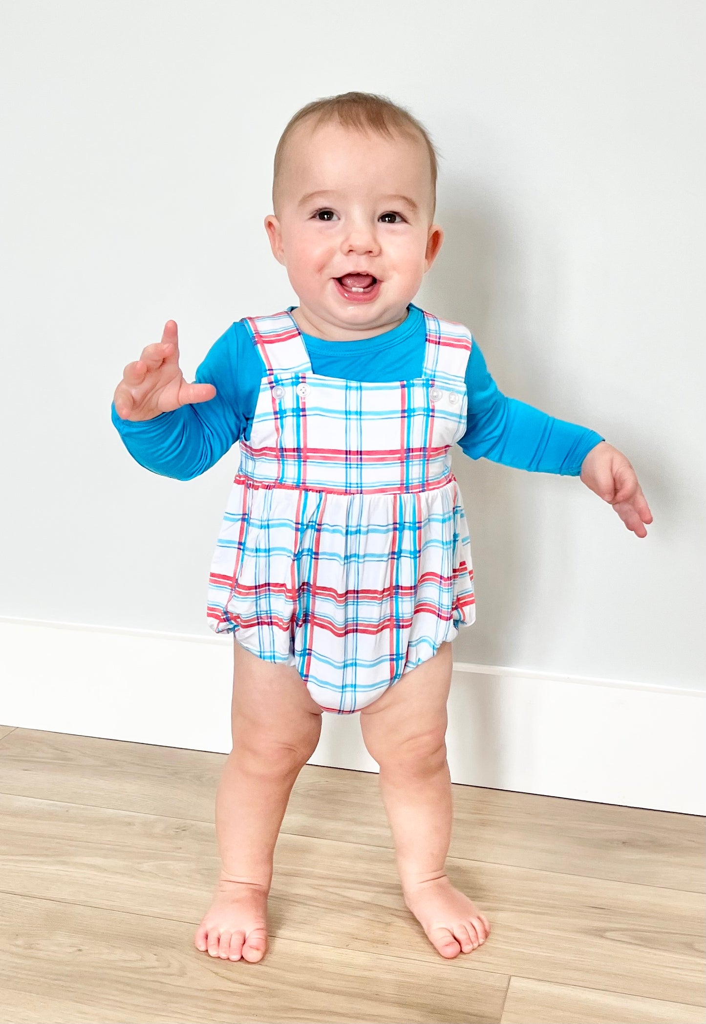 Blue/Red Plaid Snap Bubble