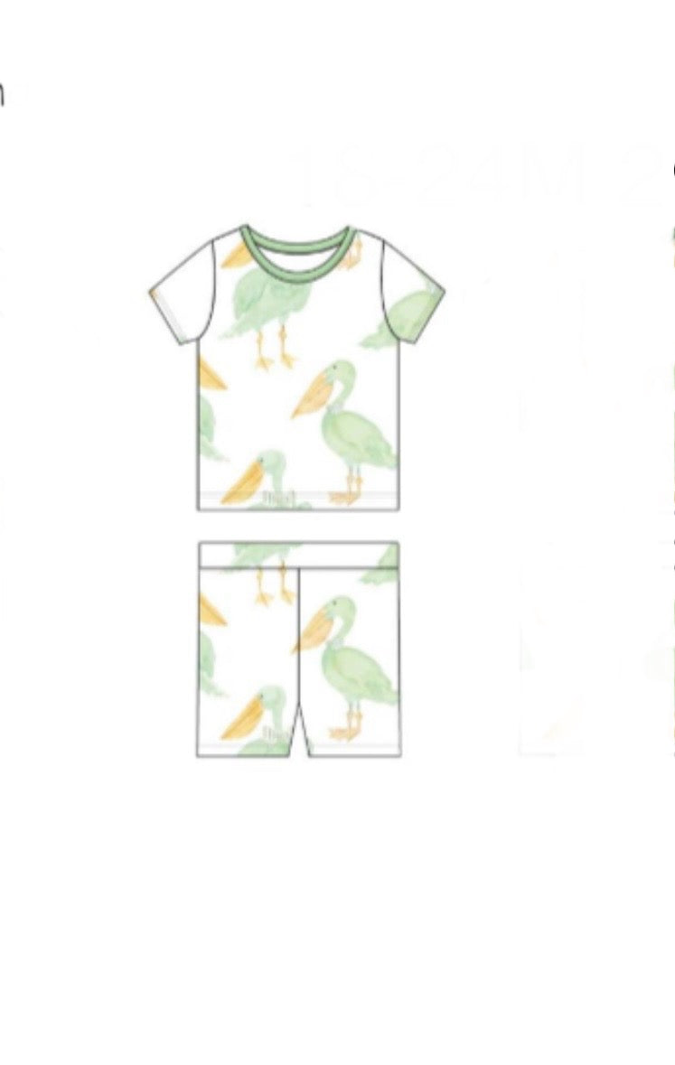 Mint Pelican Two Piece Pajama Short Set