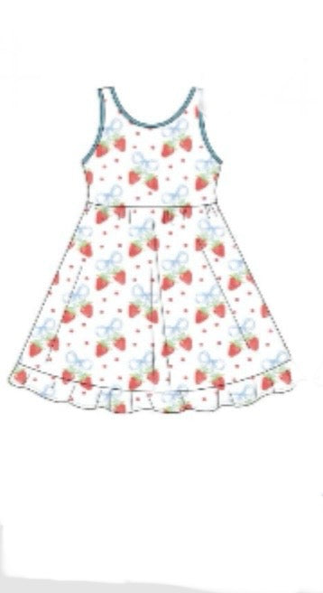 Strawberries and Bows Razorback Twirl Dress