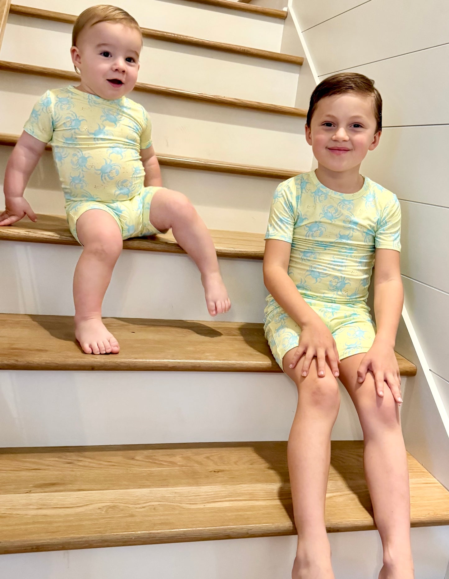 Yellow/Blue Crab Two Piece PJ Short Set