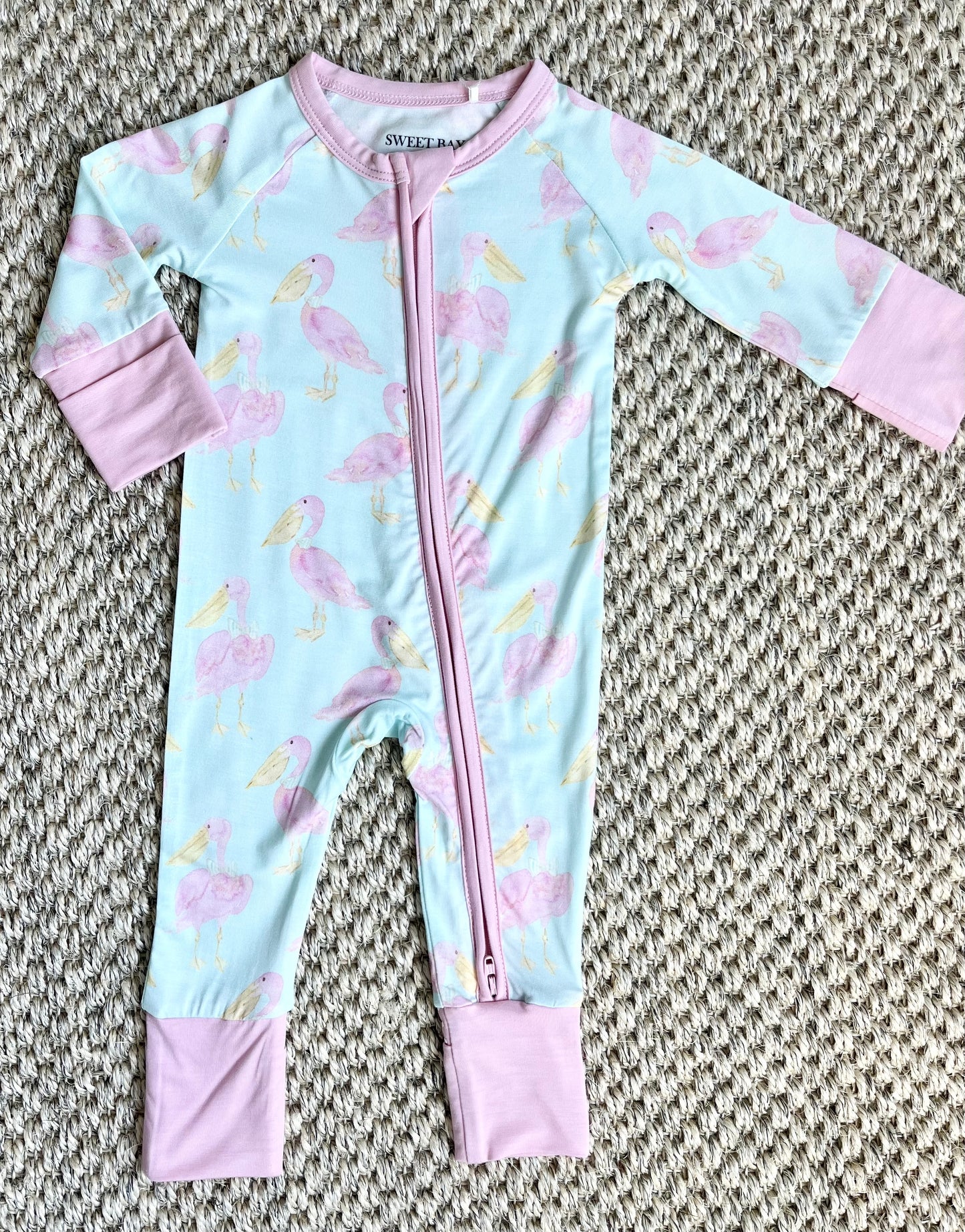 Pink Pelican Zipper Onesie