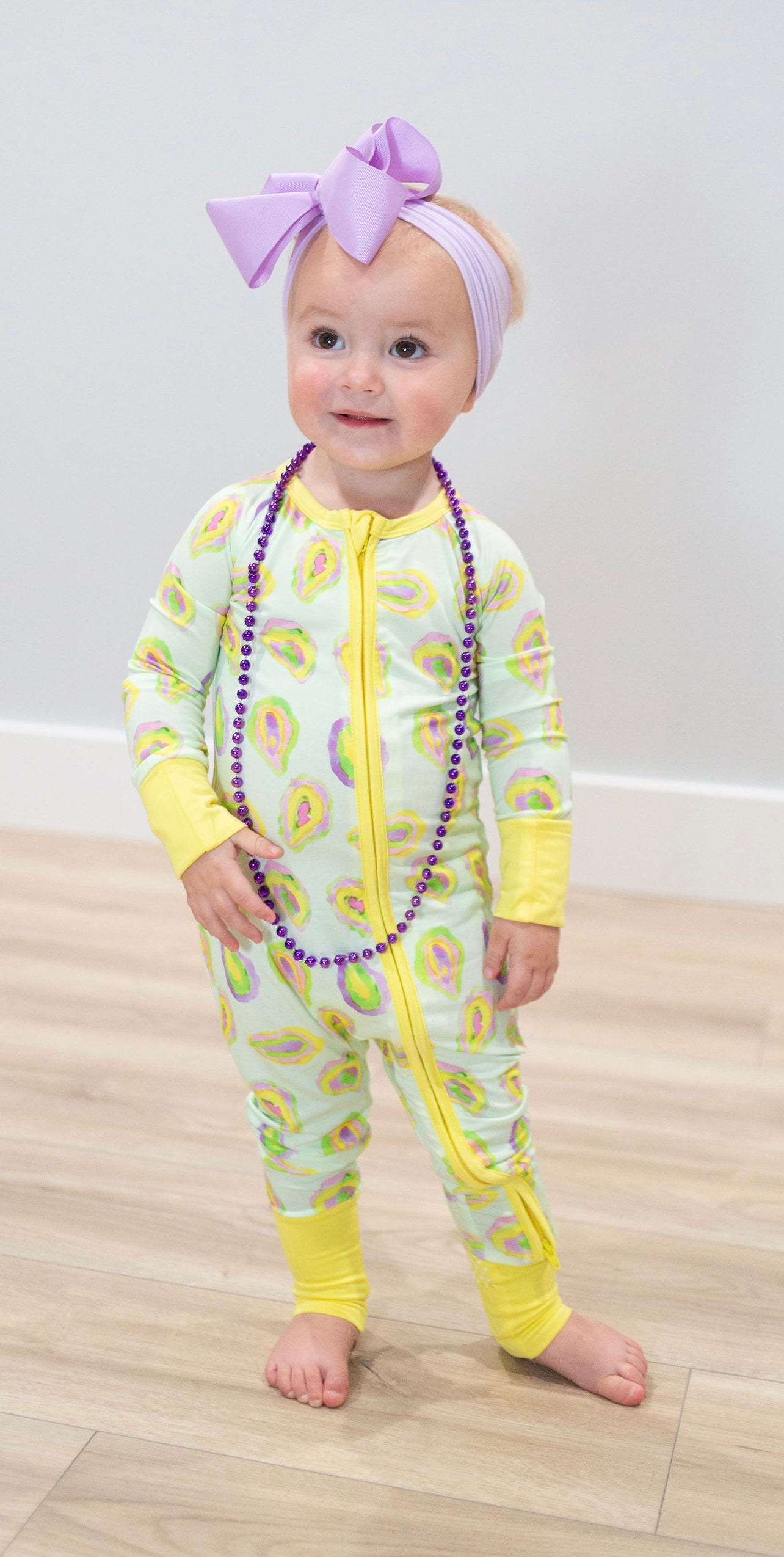 Mardi Gras Oyster Zipper Onesie