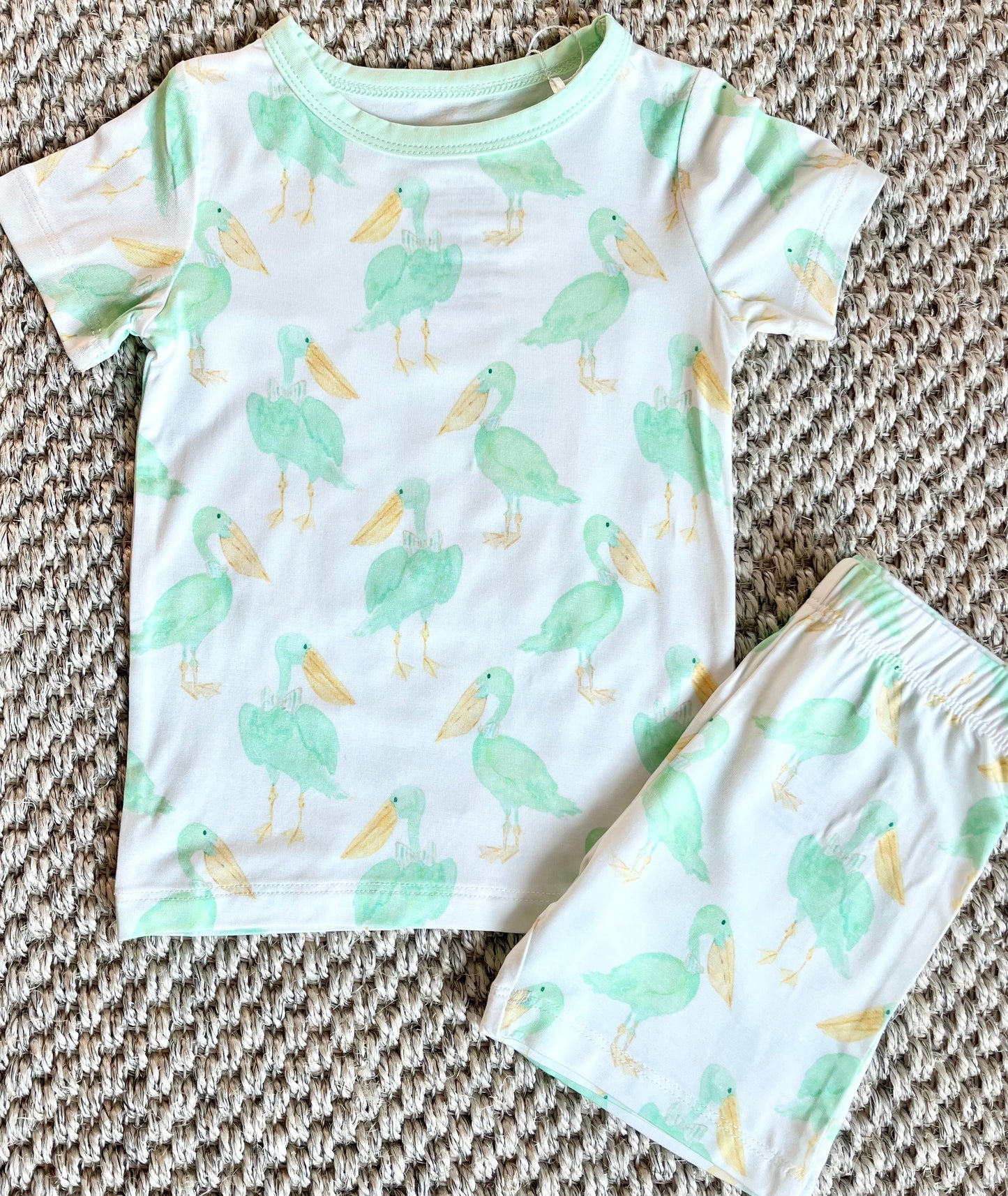 Mint Pelican Two Piece Pajama Short Set