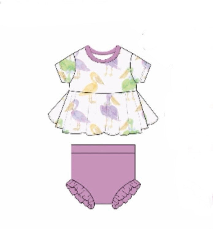 Mardi Gras Pelicans Peplum Set
