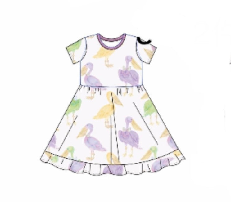 Mardi Gras Pelicans Twirl Dress