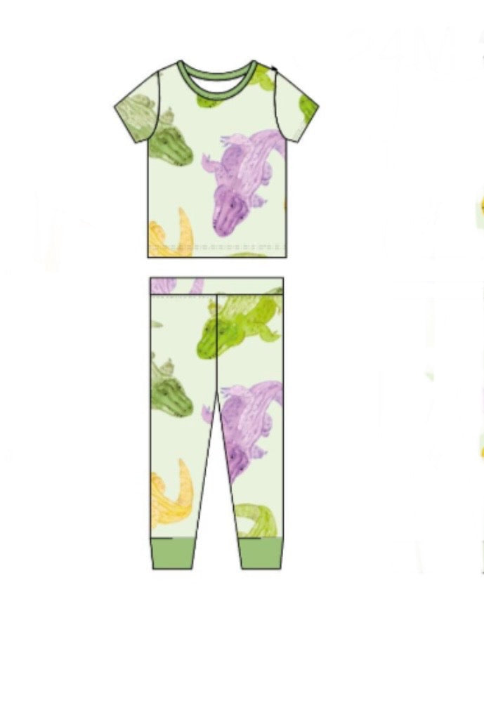 Mardi Gras Alligator Two Piece Pajama Pants Set