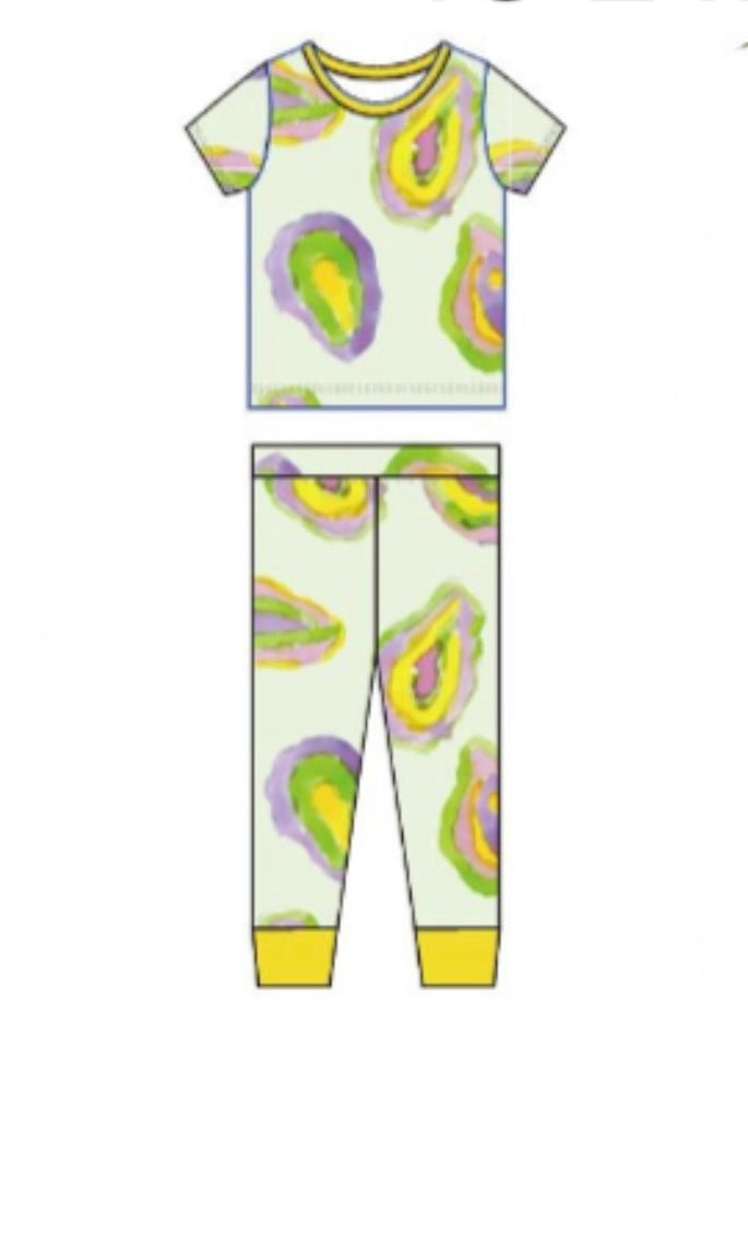Mardi Gras Oyster Two Piece Pajama Pants Set