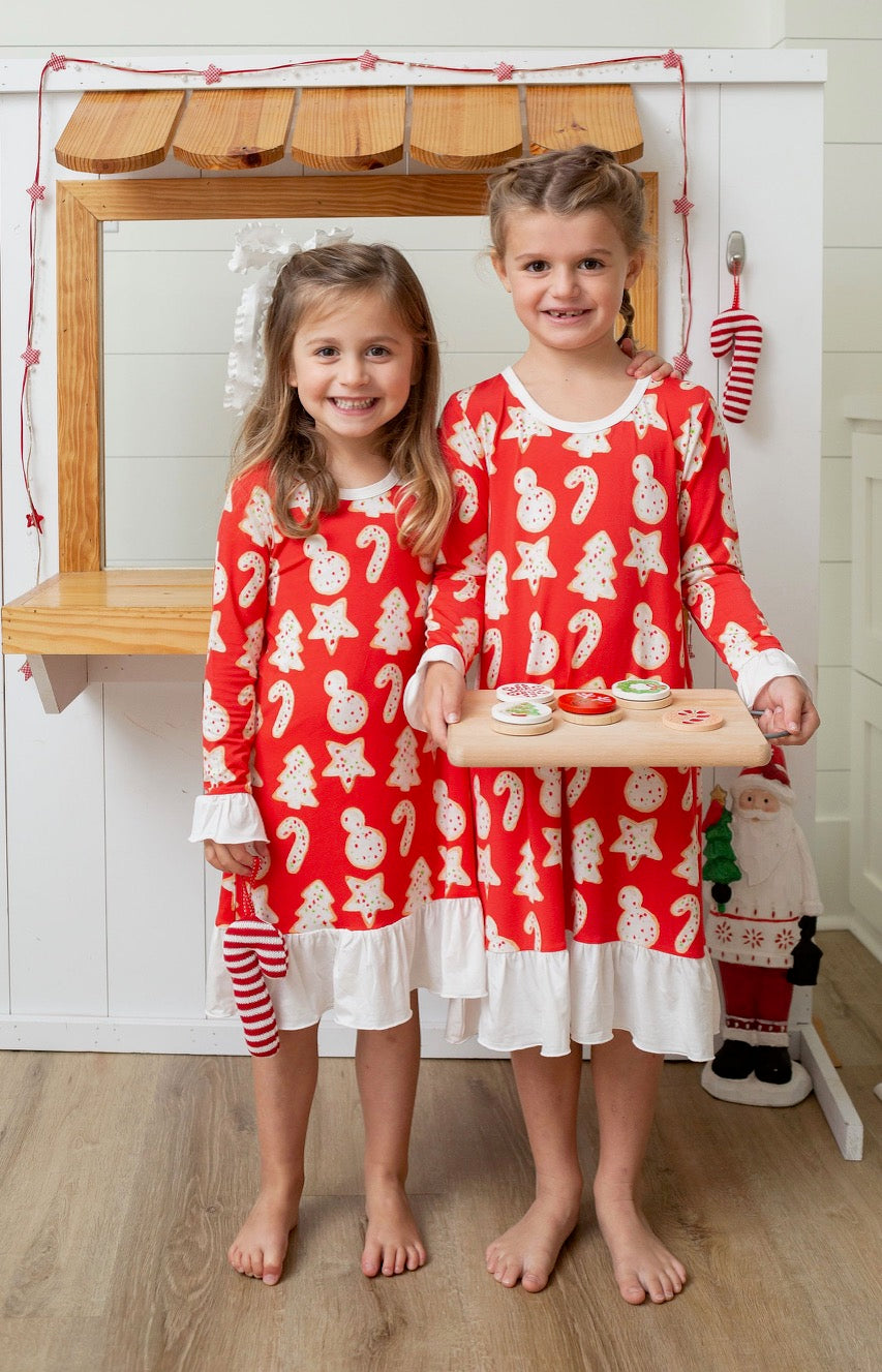 christmas cookie dress Gingerbread Dress, Girls Gingerbread Man Dress, Girls Christmas Dress, Christmas Baking Dress, Cute Christmas Dress for Girls