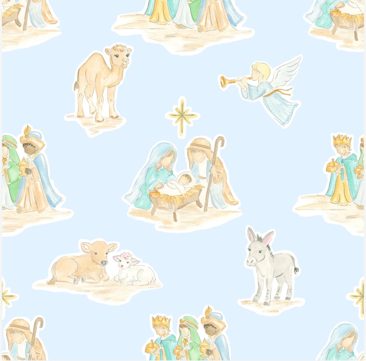 Blue Nativity Zipper Onesie