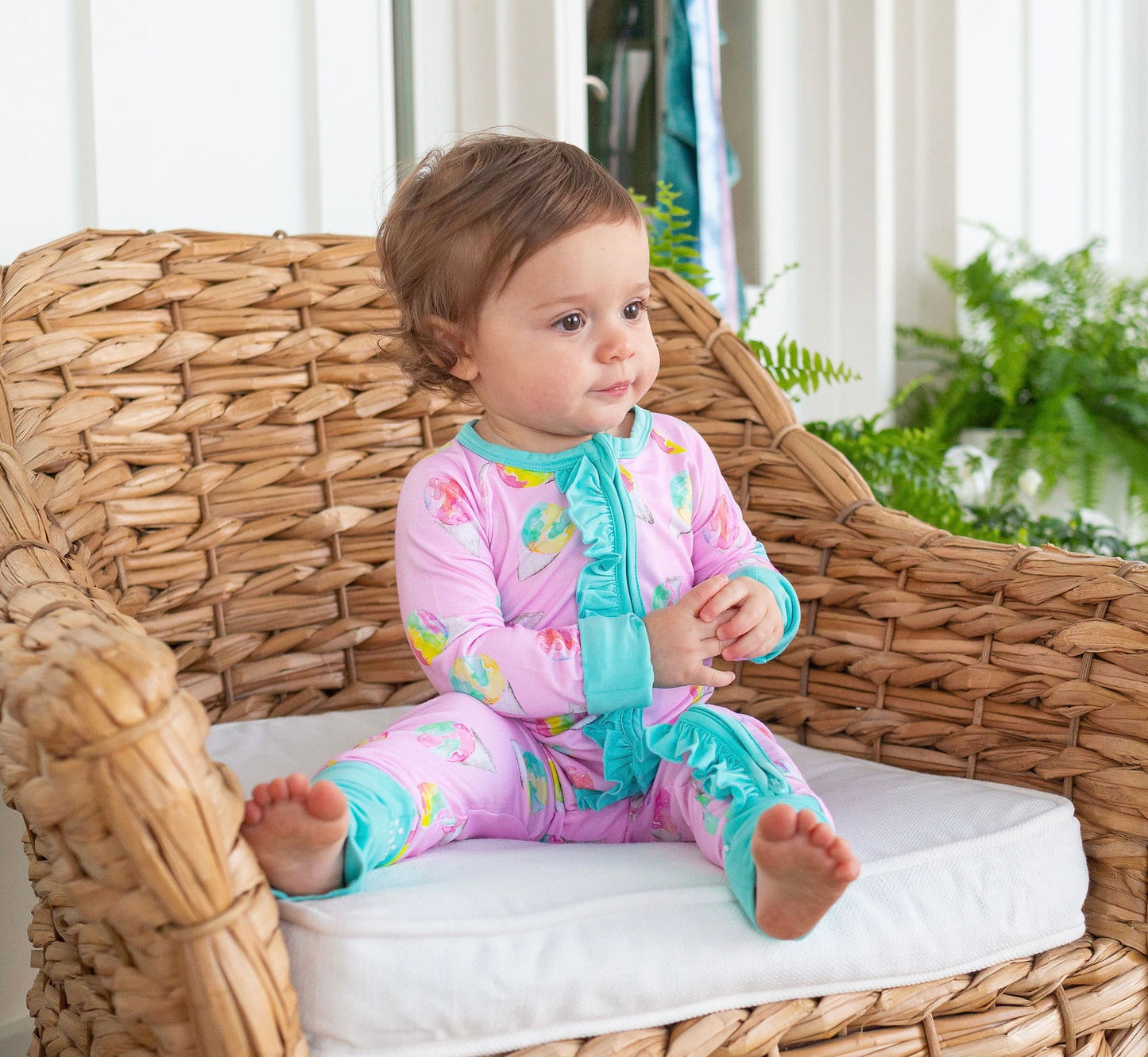 Pink Snowcones Zipper Onesie W/Ruffle