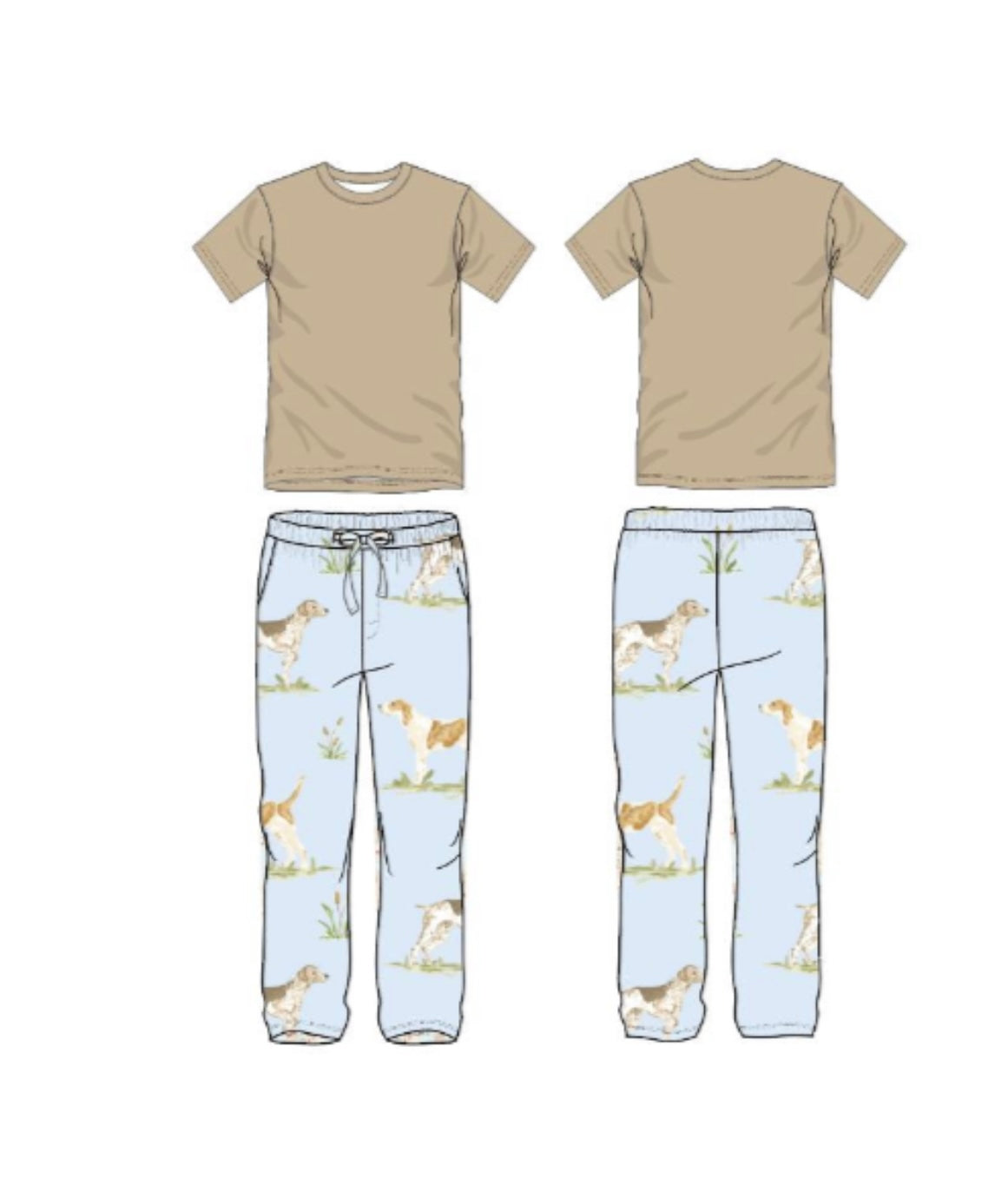 Hunting Dogs Two Piece Pajama Tween Set