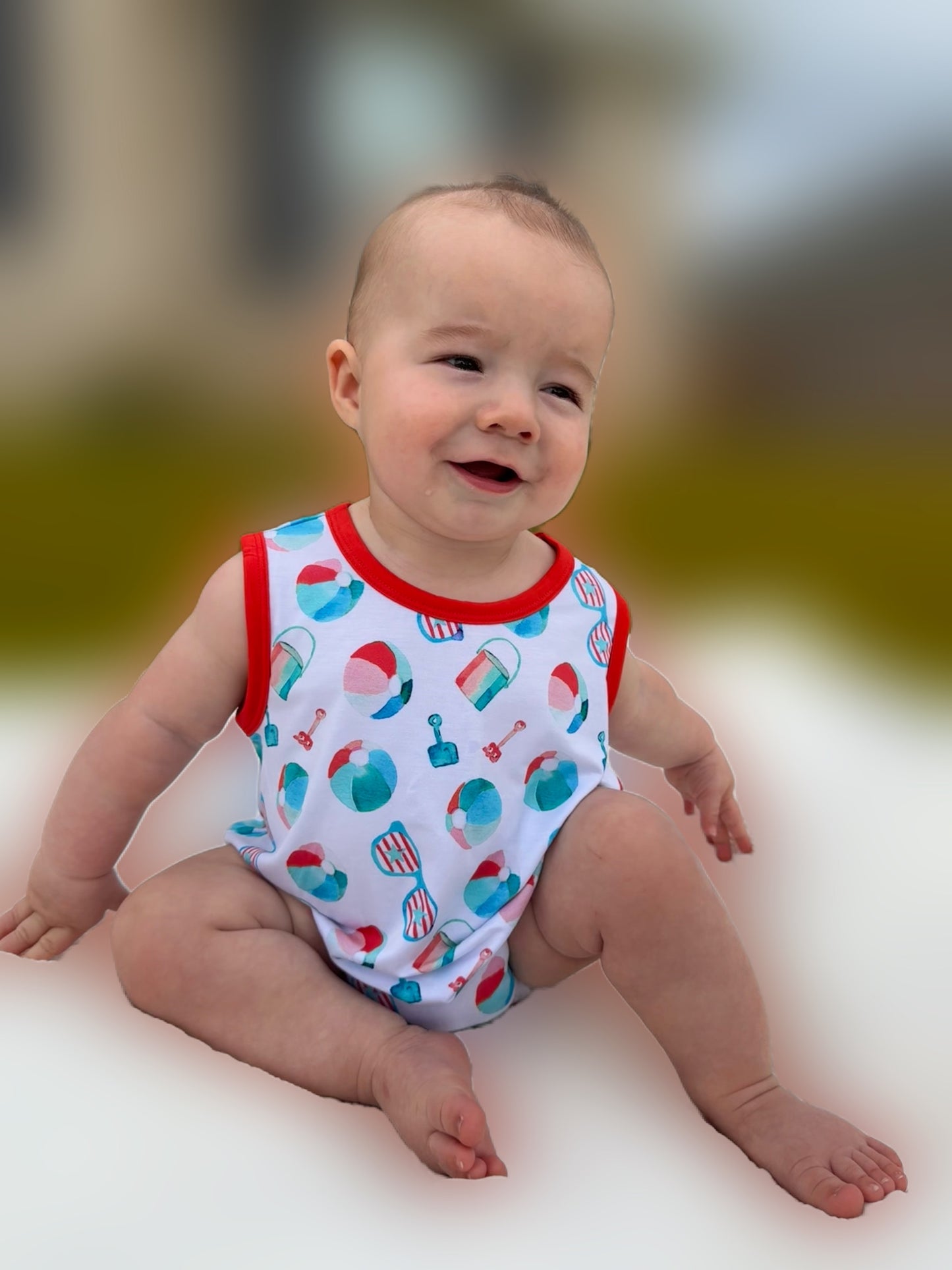 Patriotic Beach Toys Bubble Romper