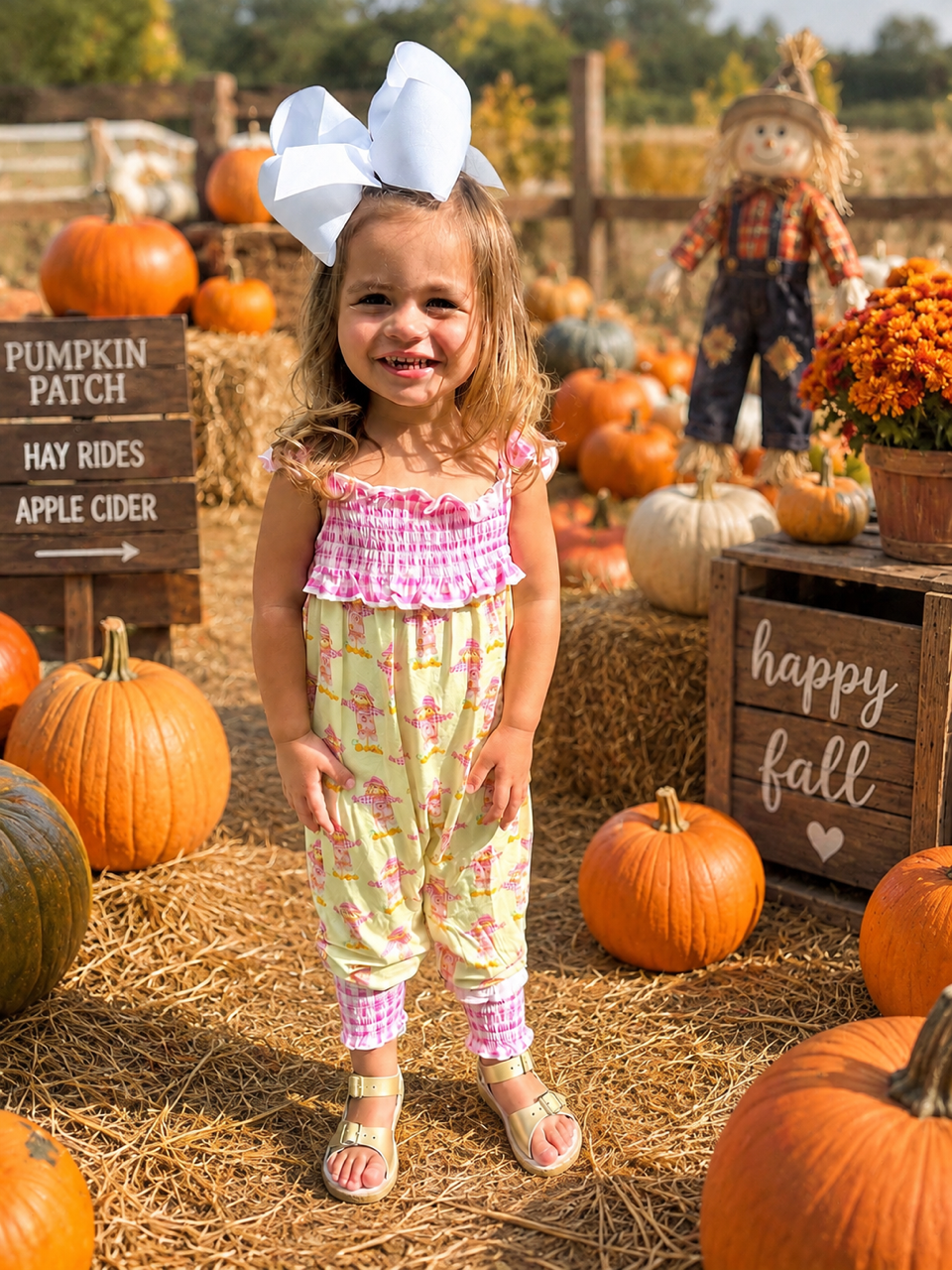 Scarecrow Smocked Flutter Romper