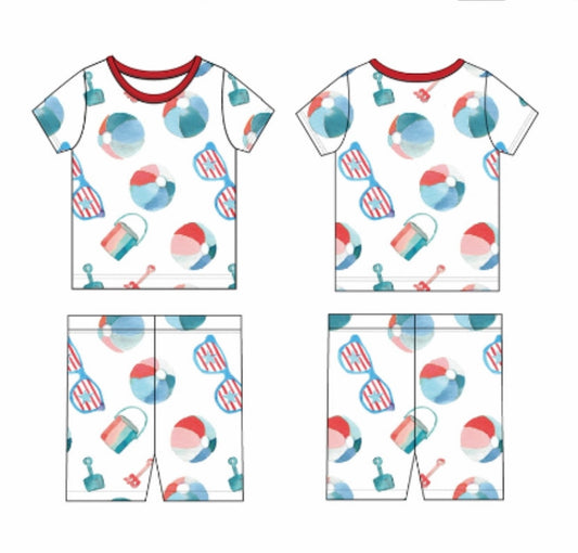 Patriotic Beach Toys Two Piece Pajama Set