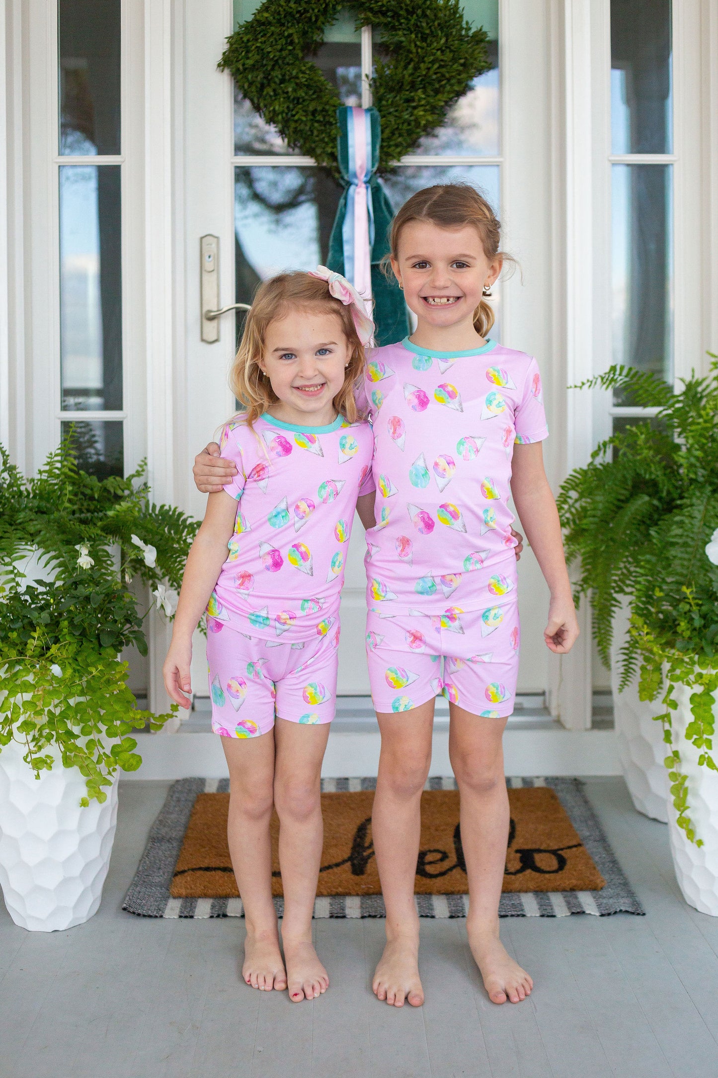 Pink Snowcones Two Piece Pajama Short Set