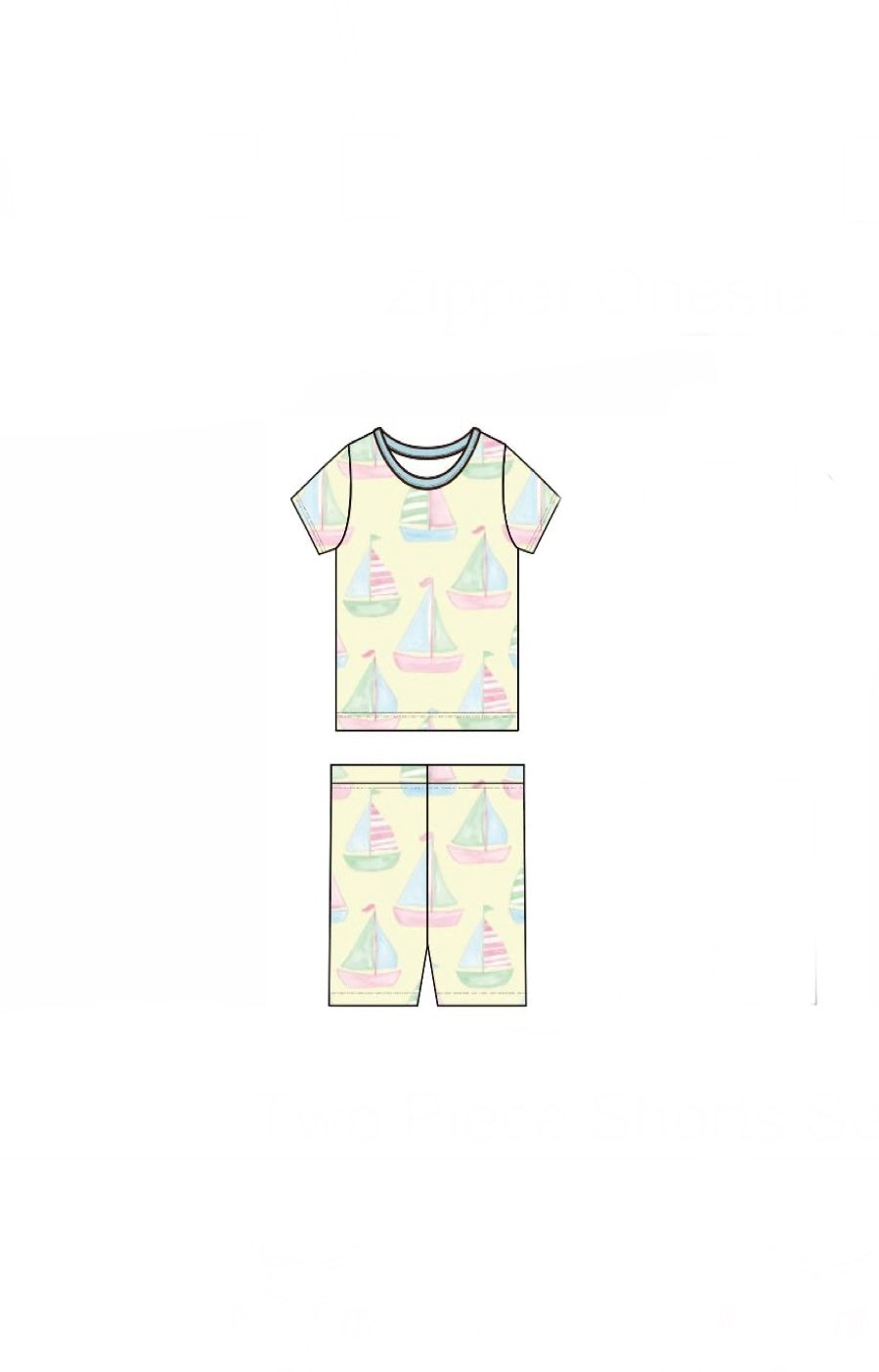 Sailboat Two Piece Pajama Short Set