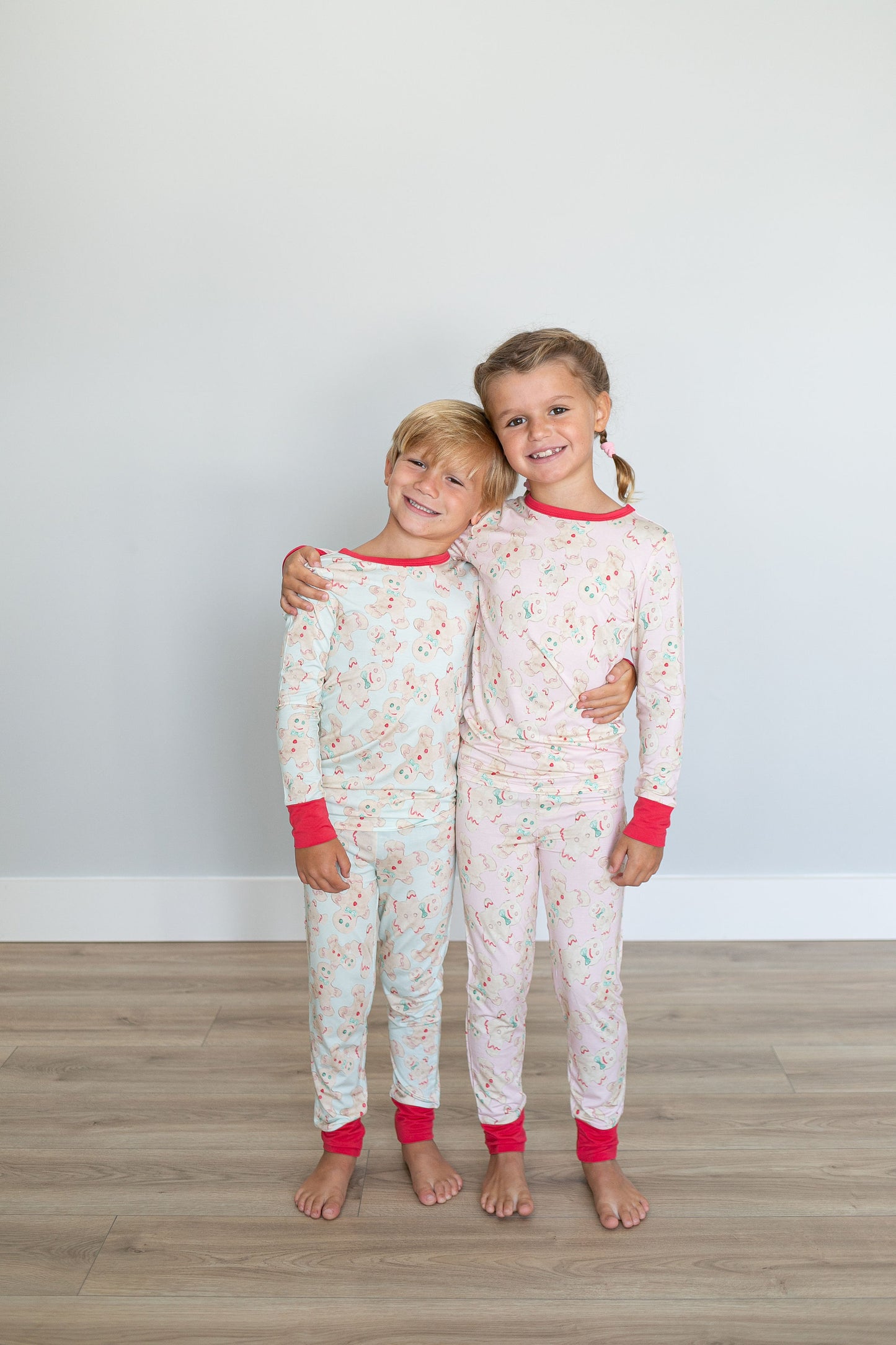 Blue Gingerbread Two Piece Pajama Pants Set