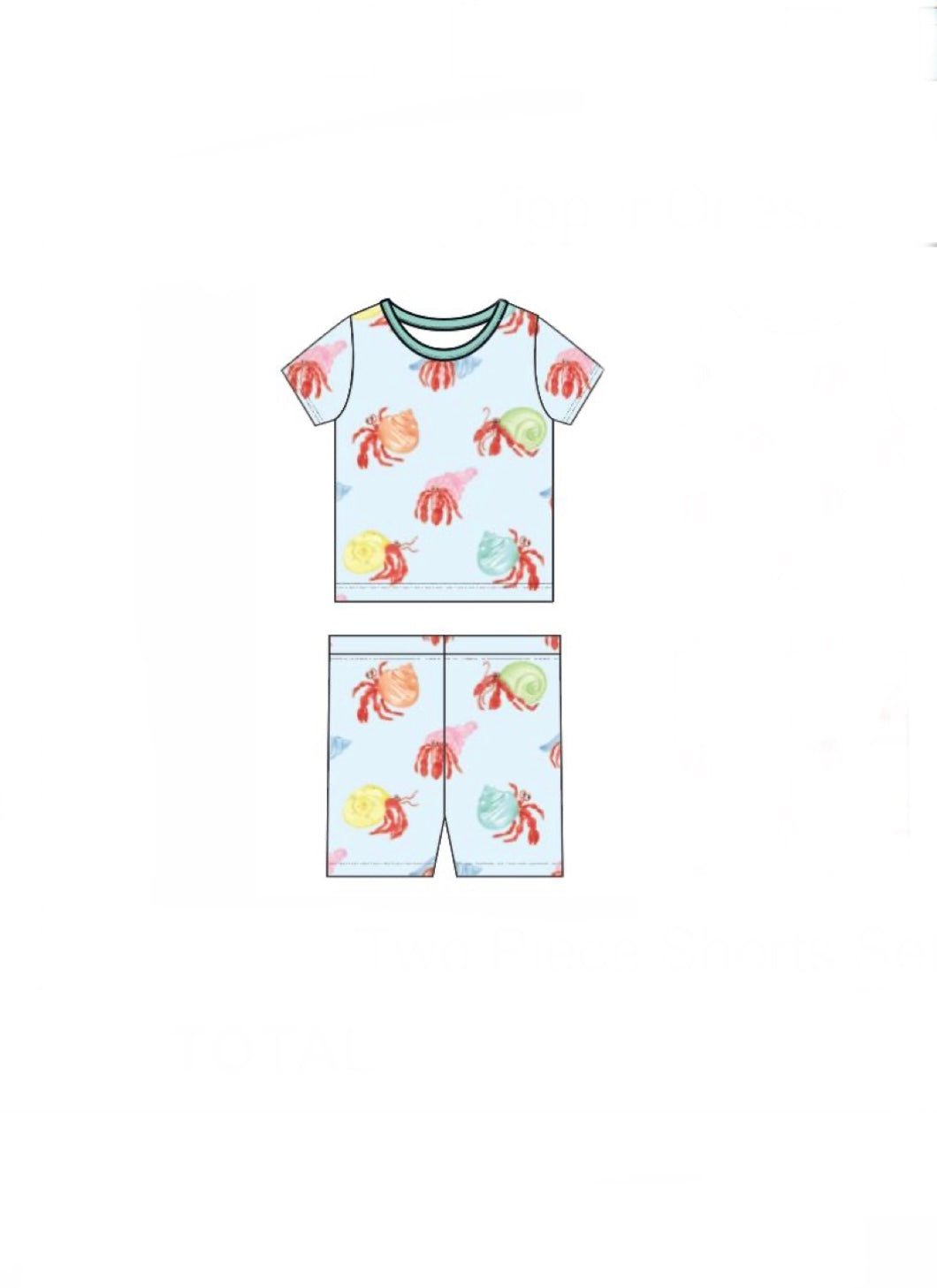 Hermit Crab Two Piece Pajama Short Set