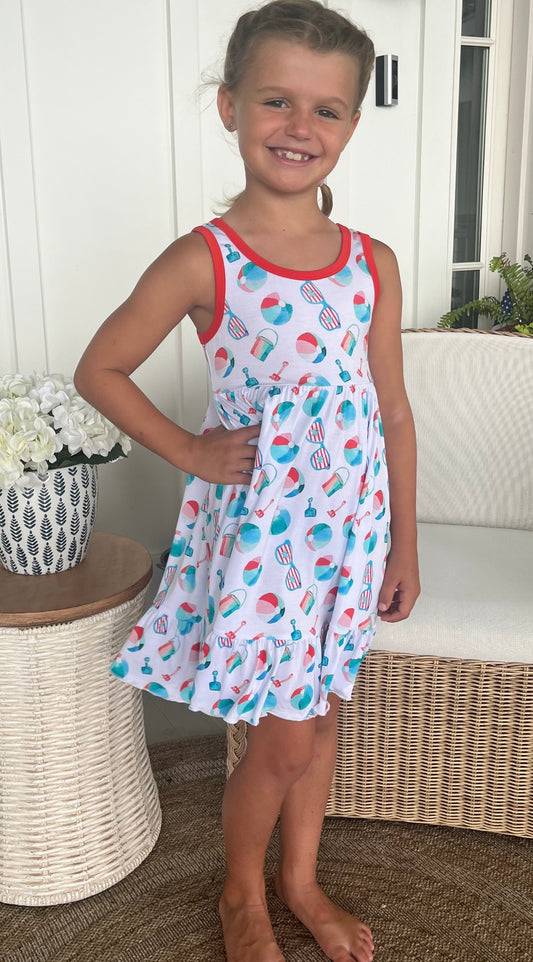 Patriotic Beach Toys Twirl Dress