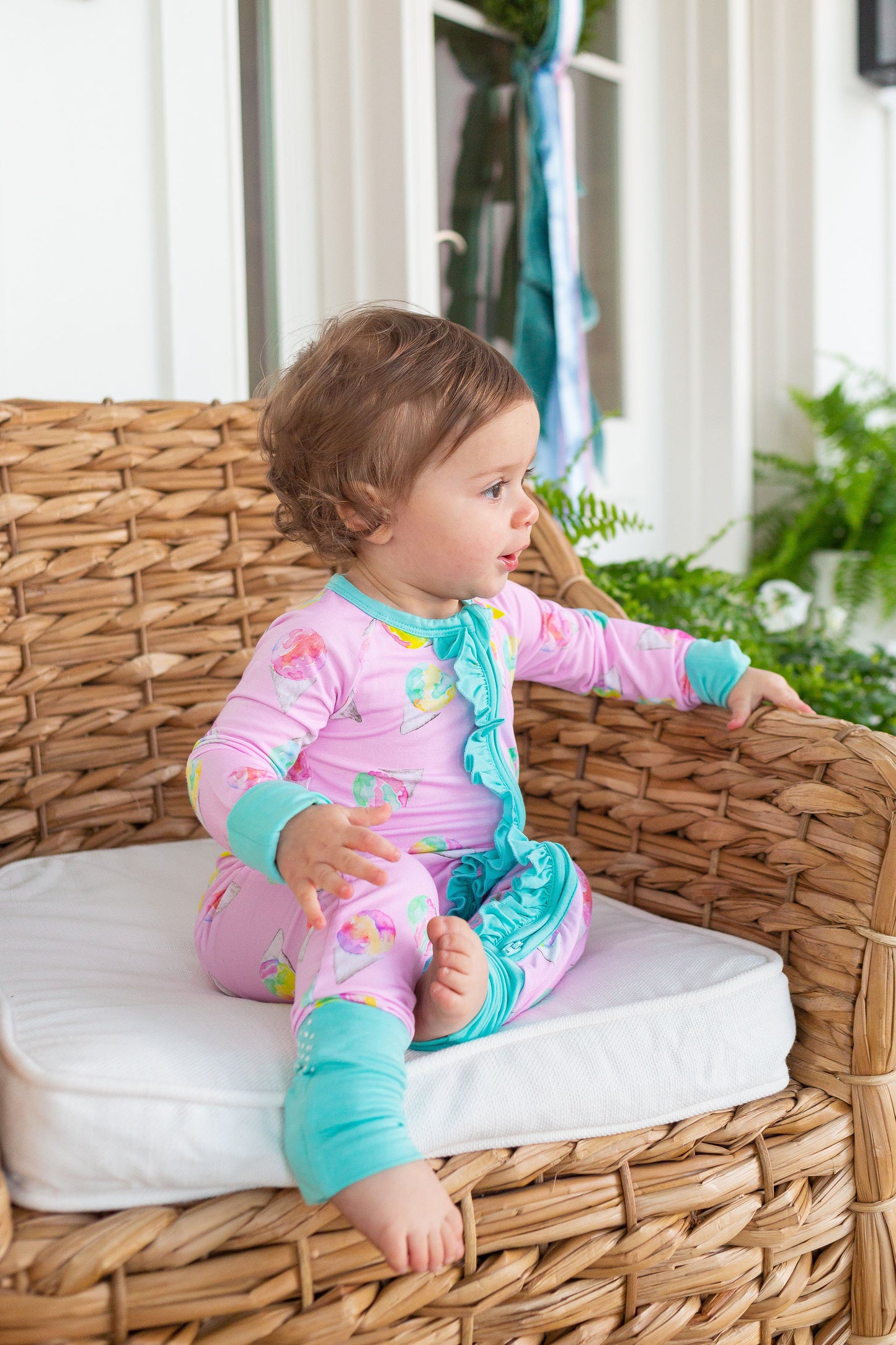 Pink Snowcones Zipper Onesie W/Ruffle