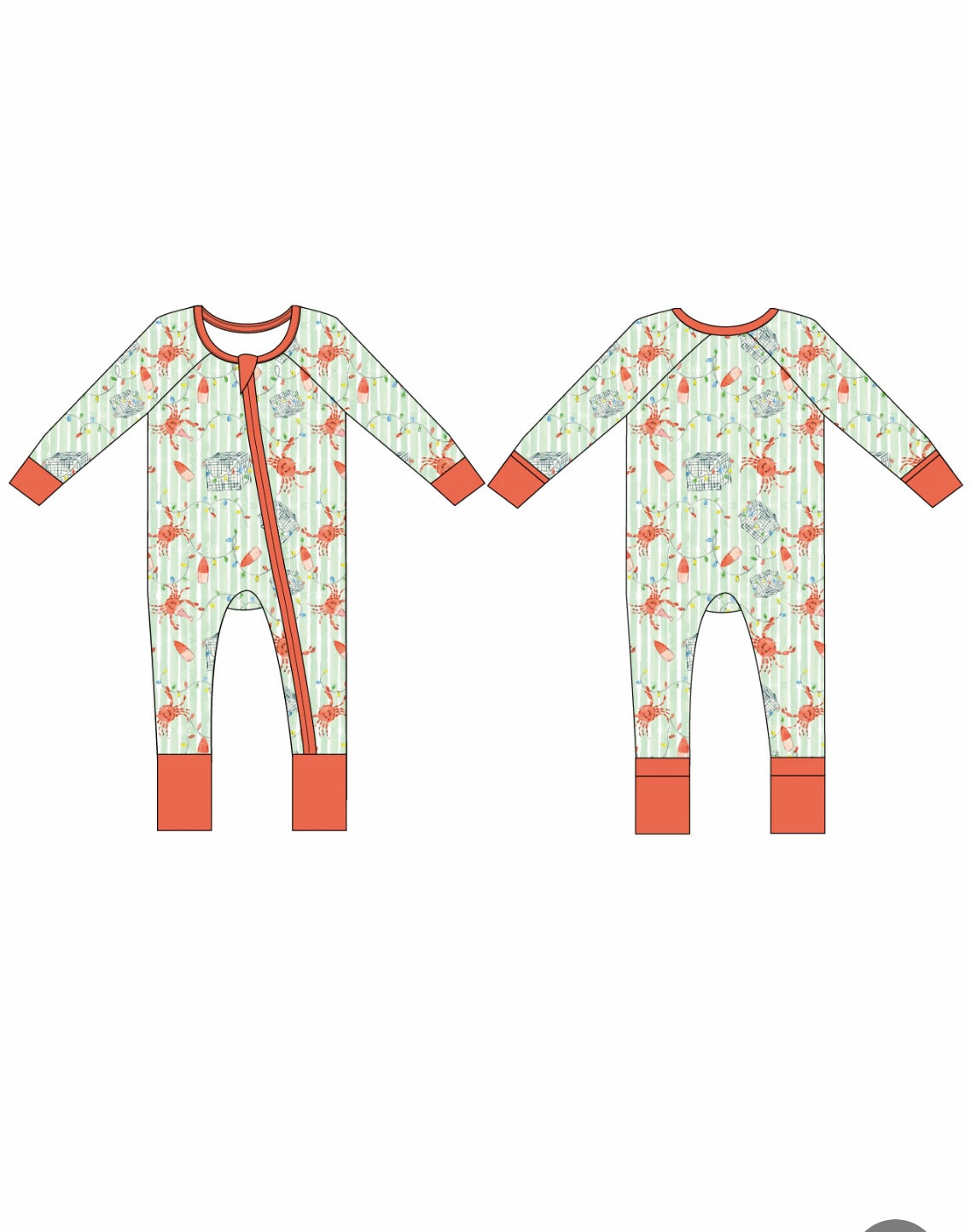 Crab Trap Christmas Zipper Onesie