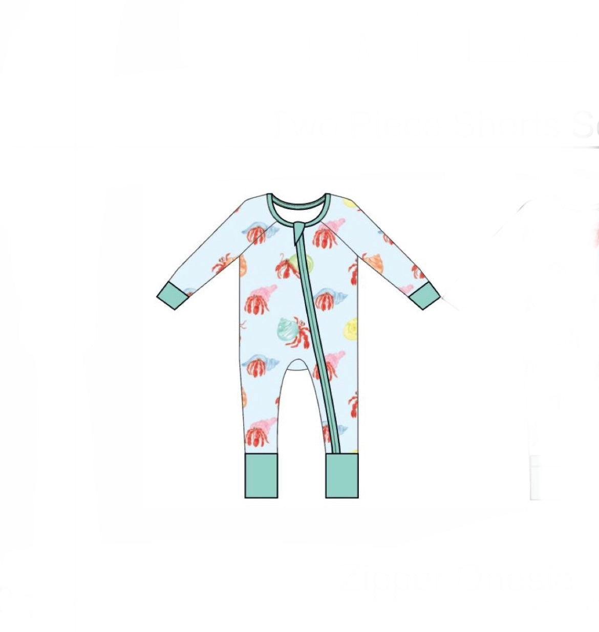 Hermit Crab Zipper Onesie