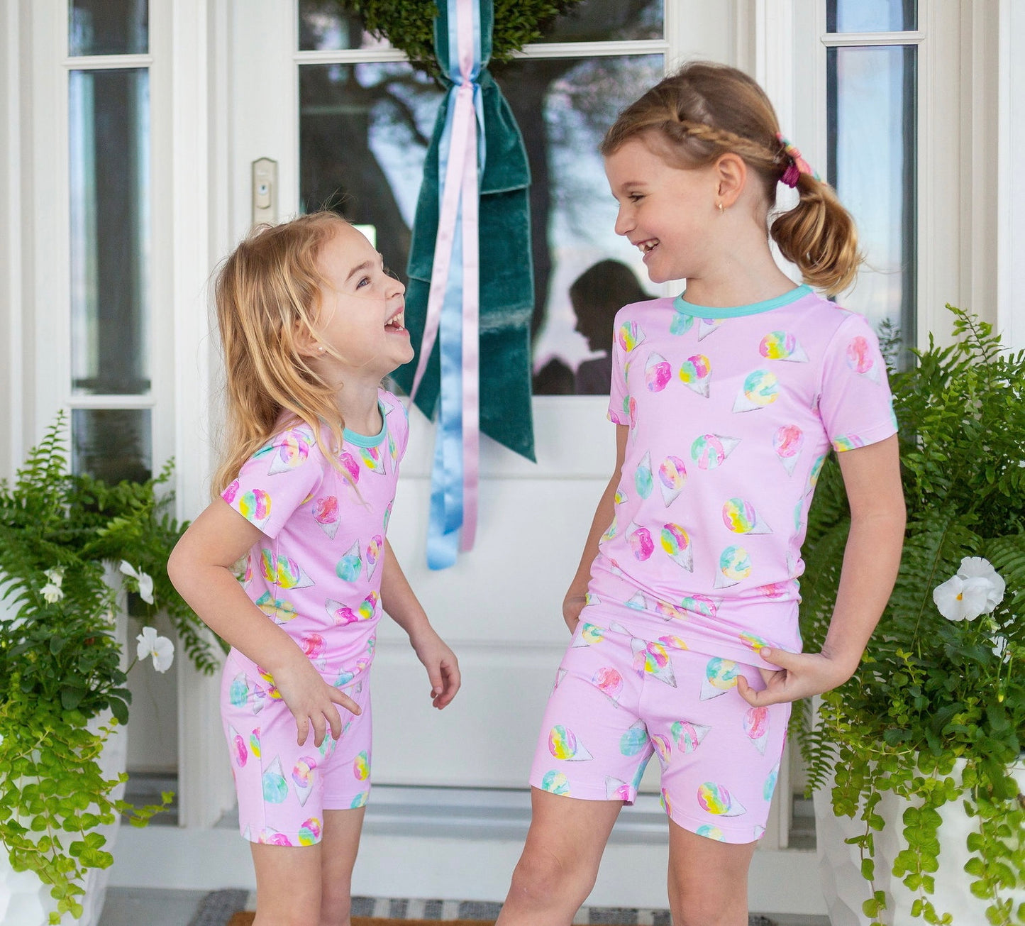 Pink Snowcones Two Piece Pajama Short Set