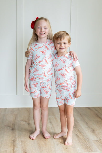 Crawfish Two Piece Pajama Shorts set