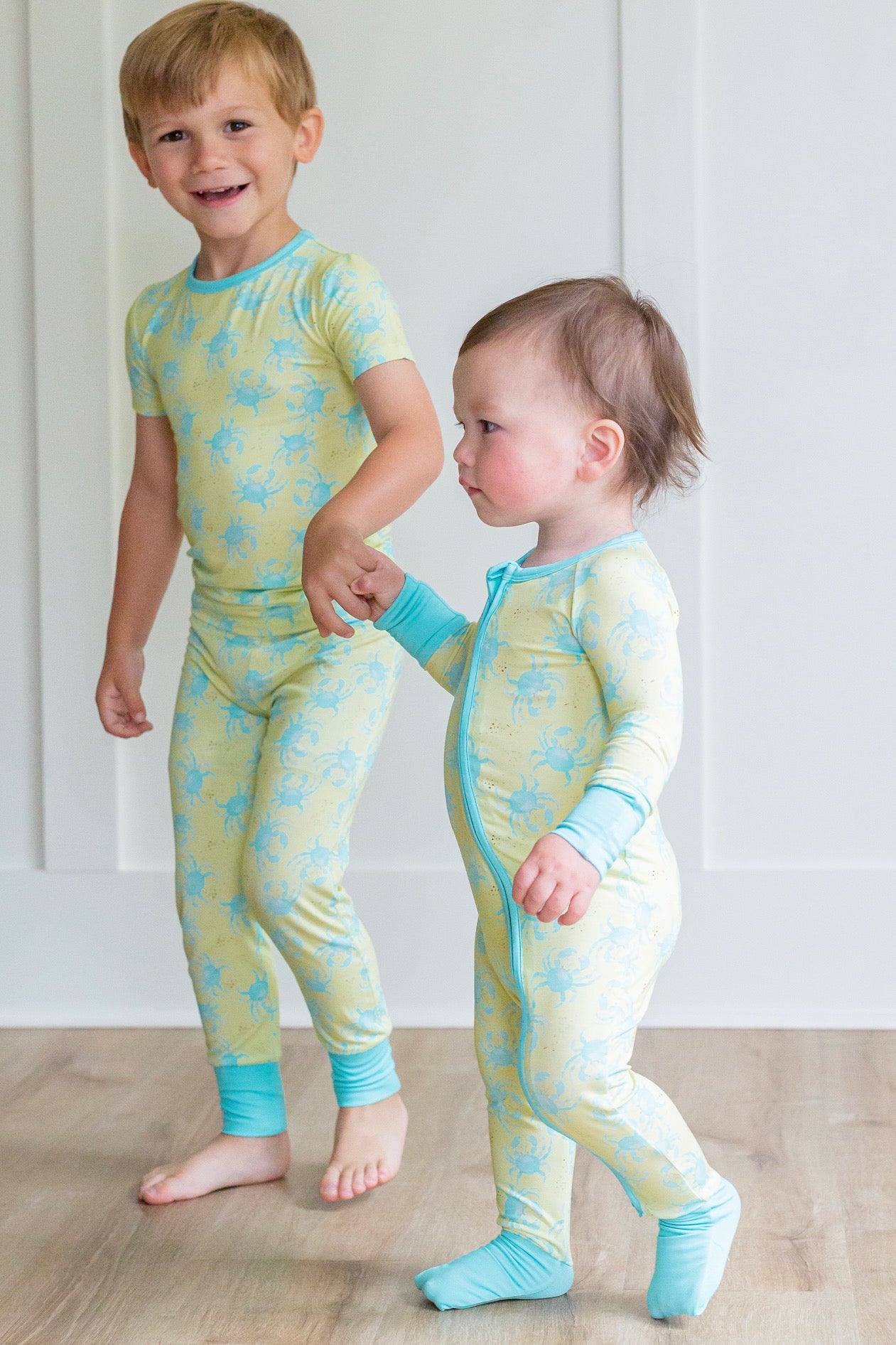 Yellow/Blue Crab Zipper Onesie