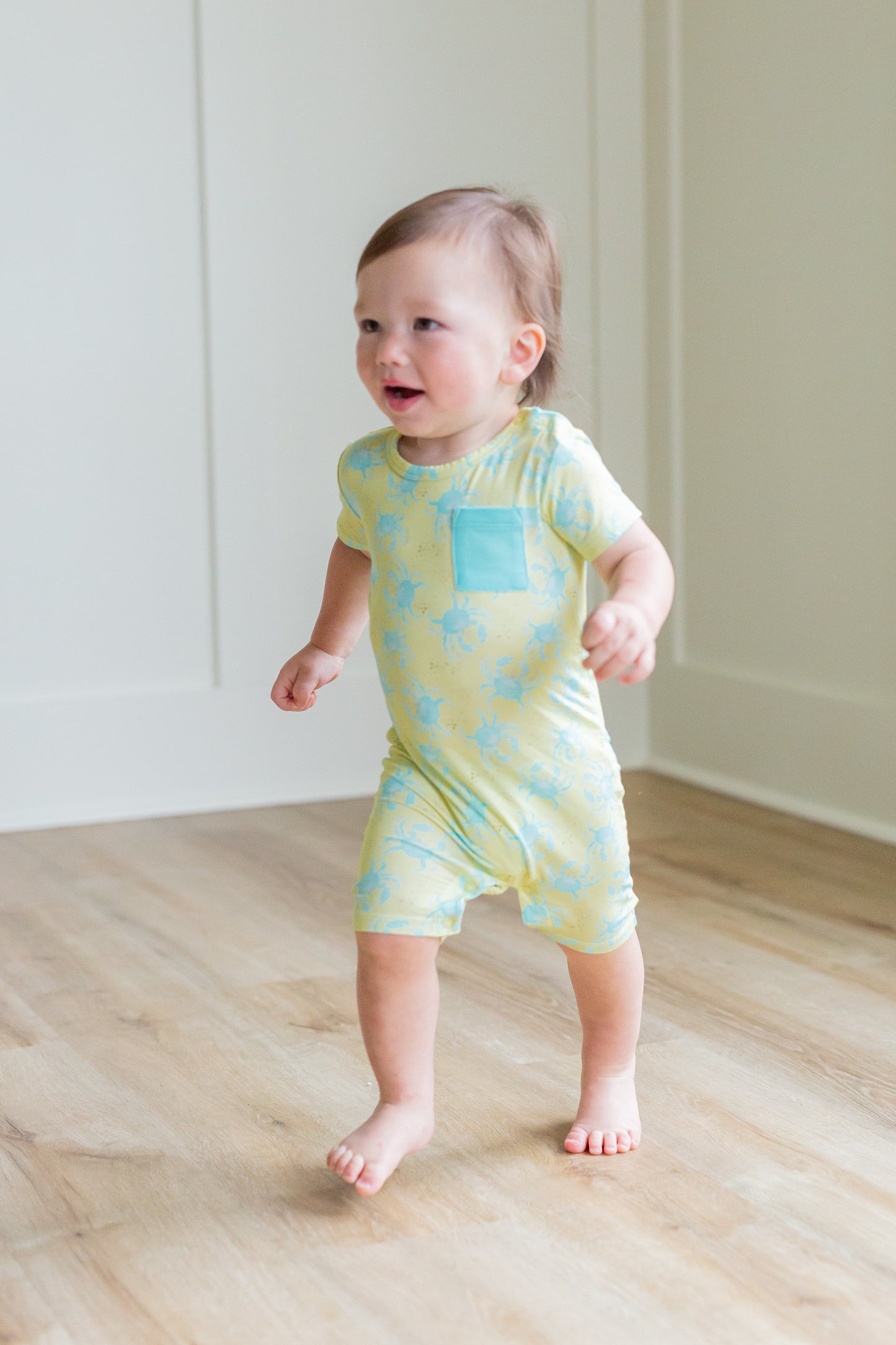 Yellow/Blue Crab Romper