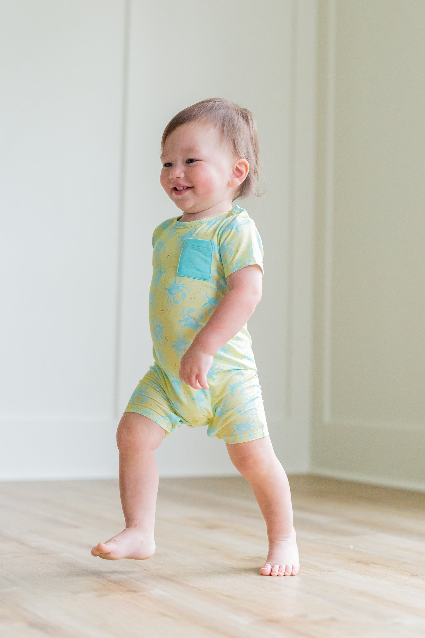 Yellow/Blue Crab Romper