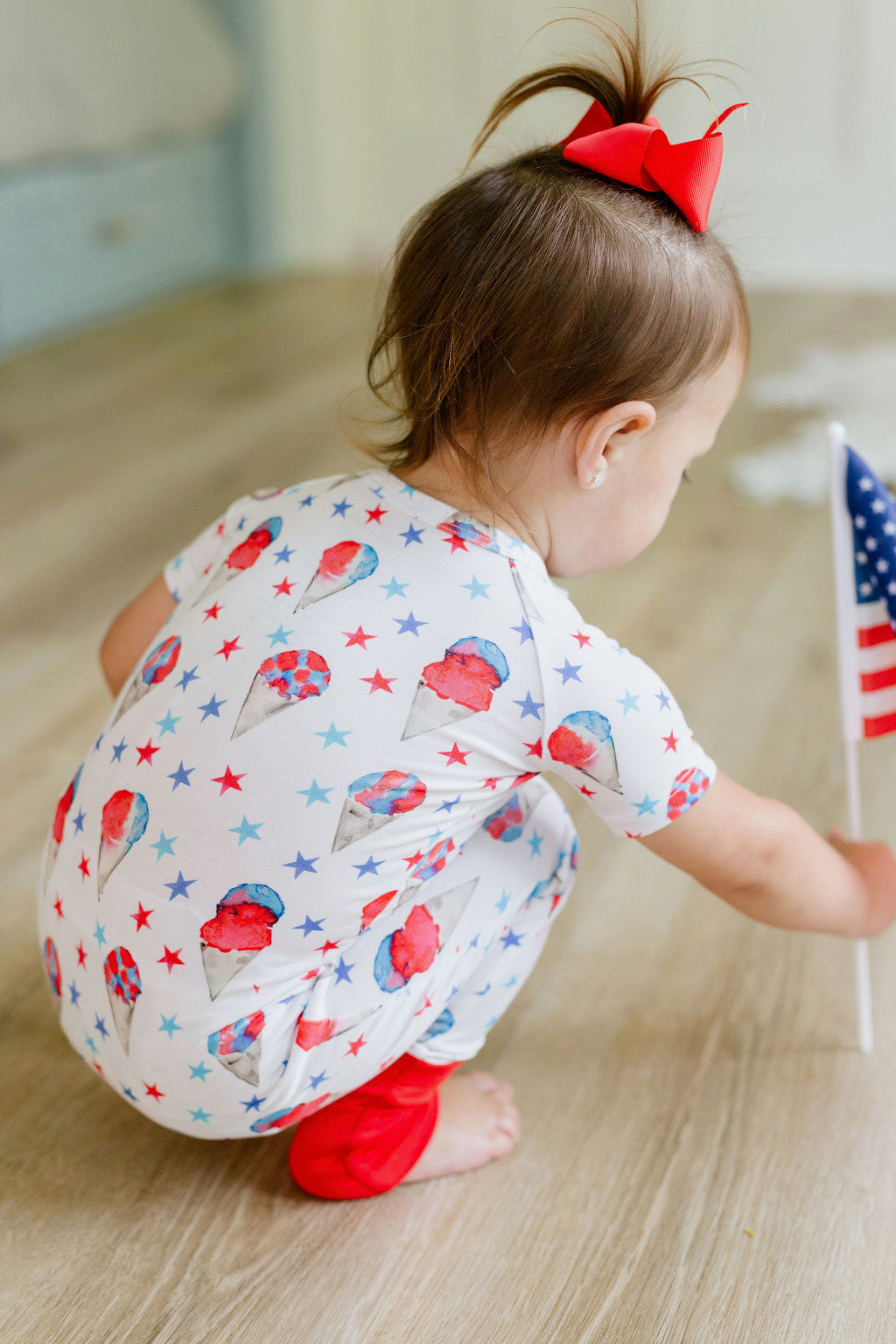 Red, White and Blue Snowcones Zipper Onesie