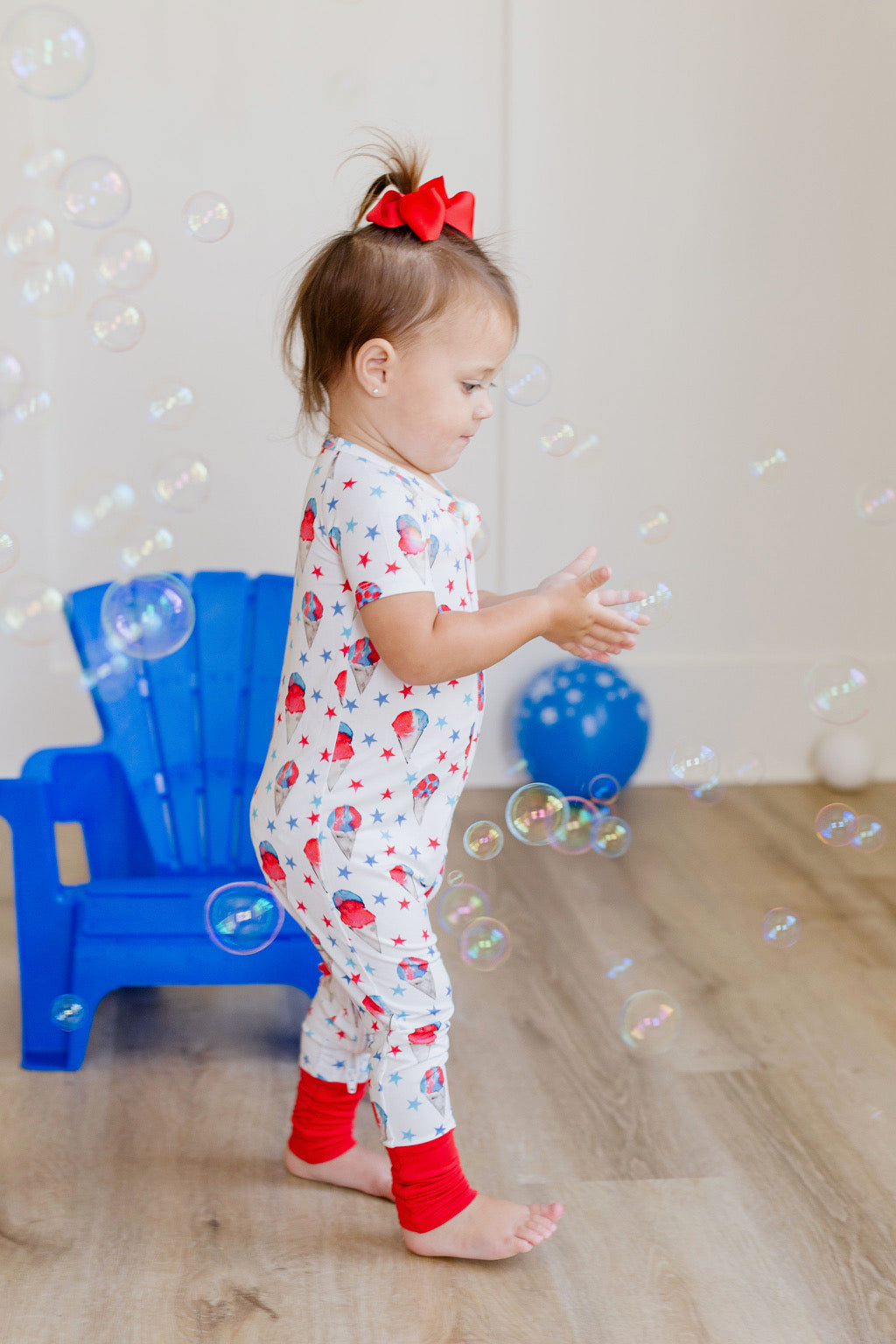 Red, White and Blue Snowcones Zipper Onesie