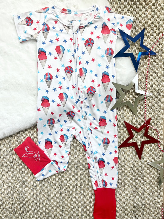 Red, White and Blue Snowcones Zipper Onesie