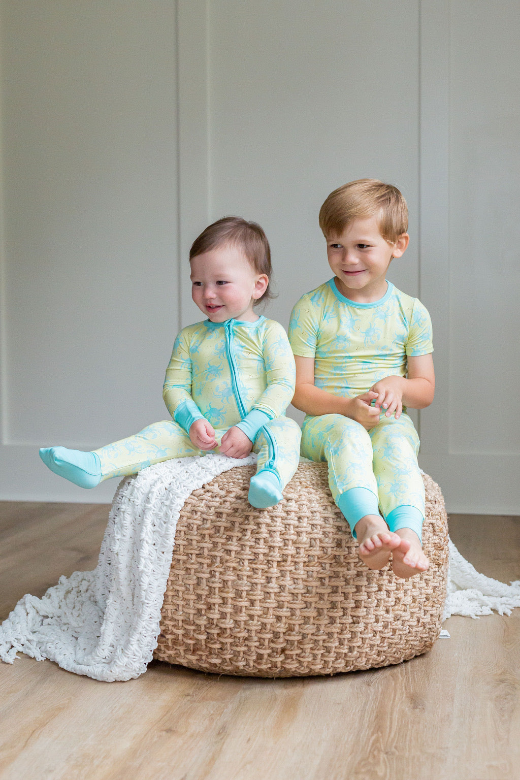 Yellow/Blue Crab Zipper Onesie