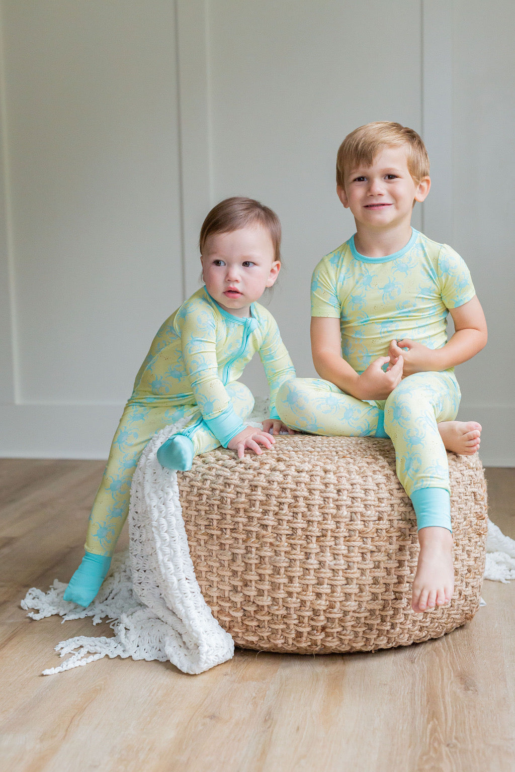 Yellow/Blue Crab Zipper Onesie