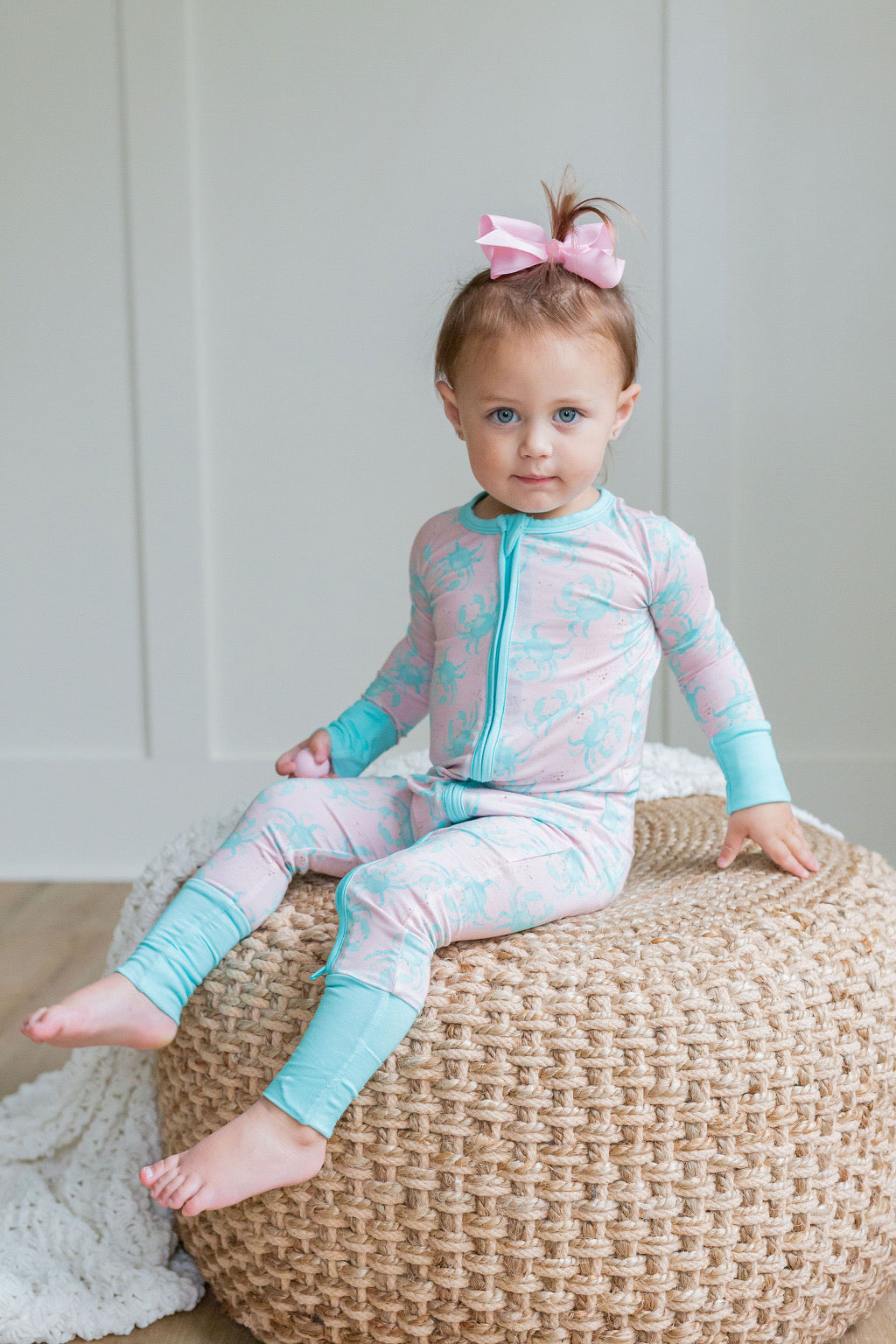 Pink/Blue Crab Zipper Onesie