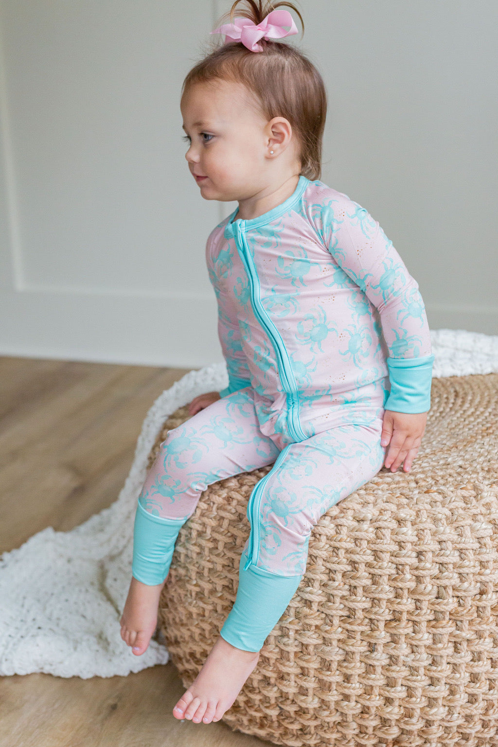 Pink/Blue Crab Zipper Onesie