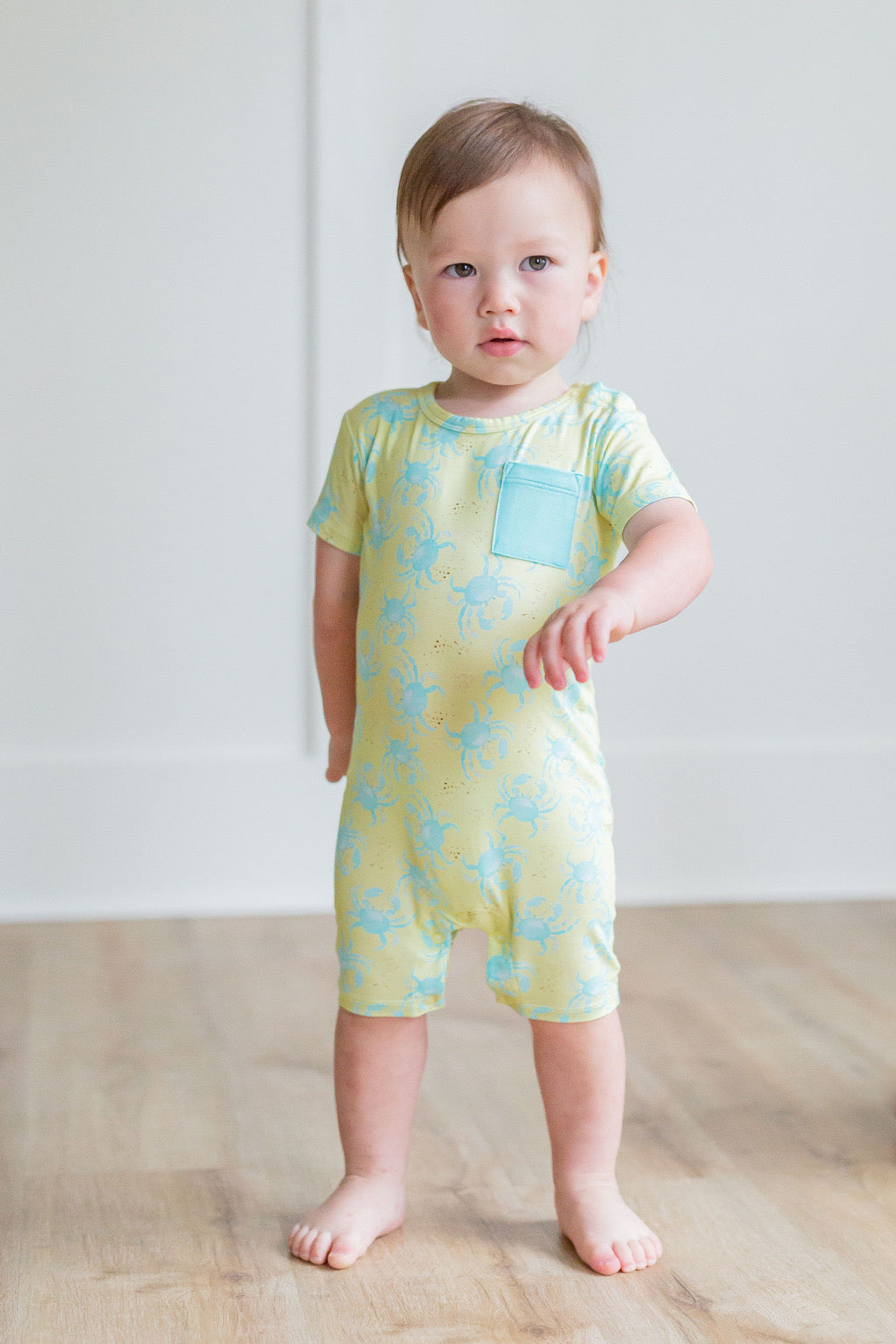 Yellow/Blue Crab Romper