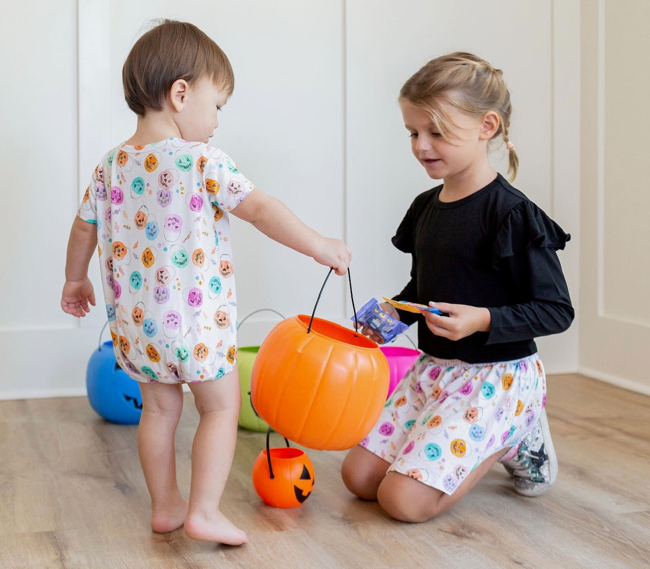 Jack-o-lantern Bucket Bubble Romper