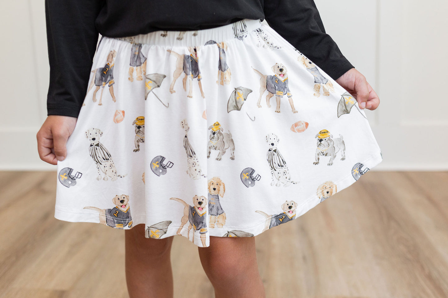 Black & Gold Puppy Football Skort