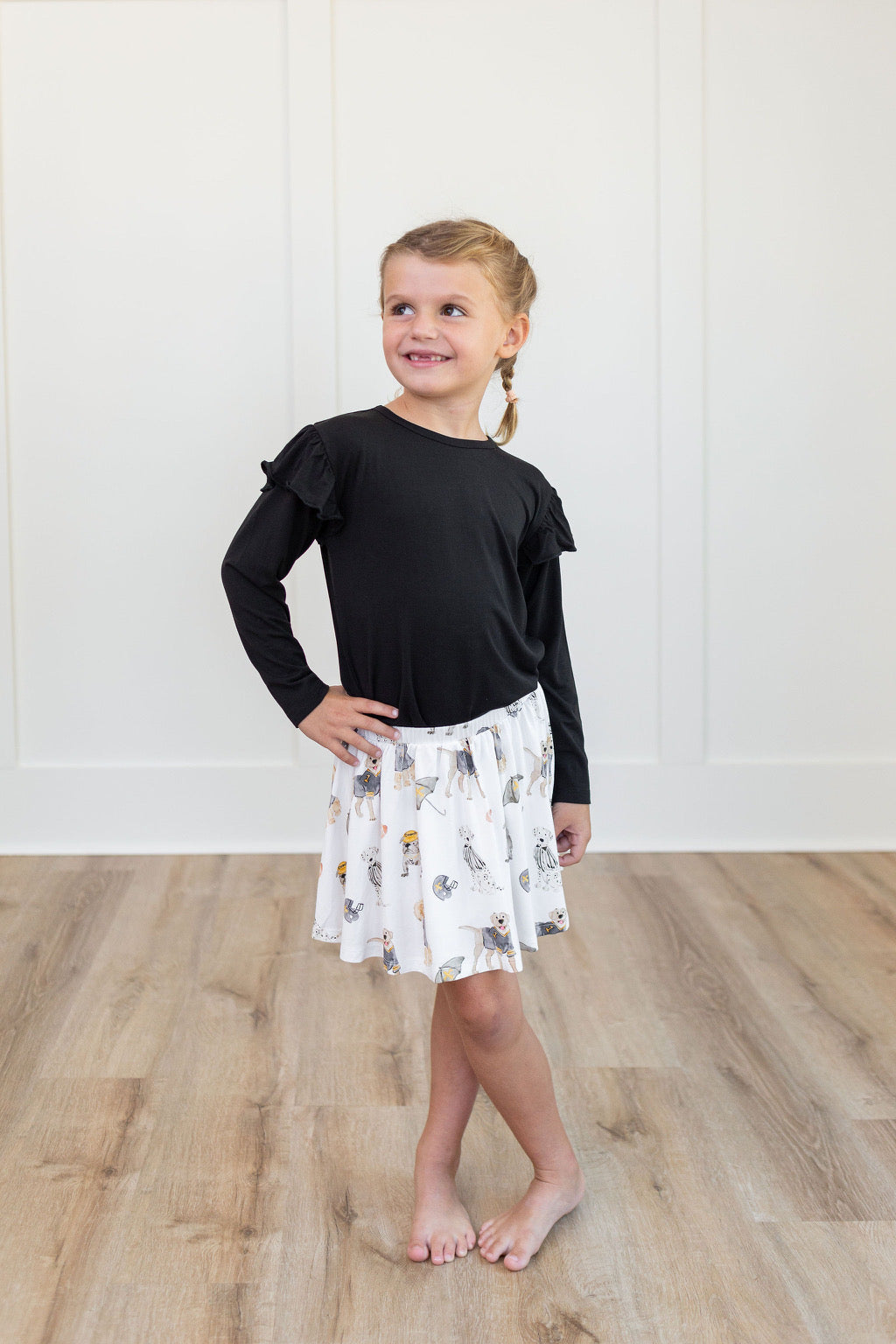 Black Long Sleeve Ruffle Tee