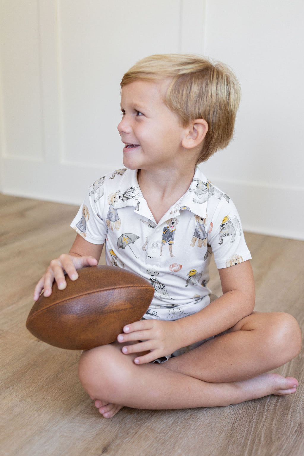 Black & Gold Puppy Football Polo Shirt