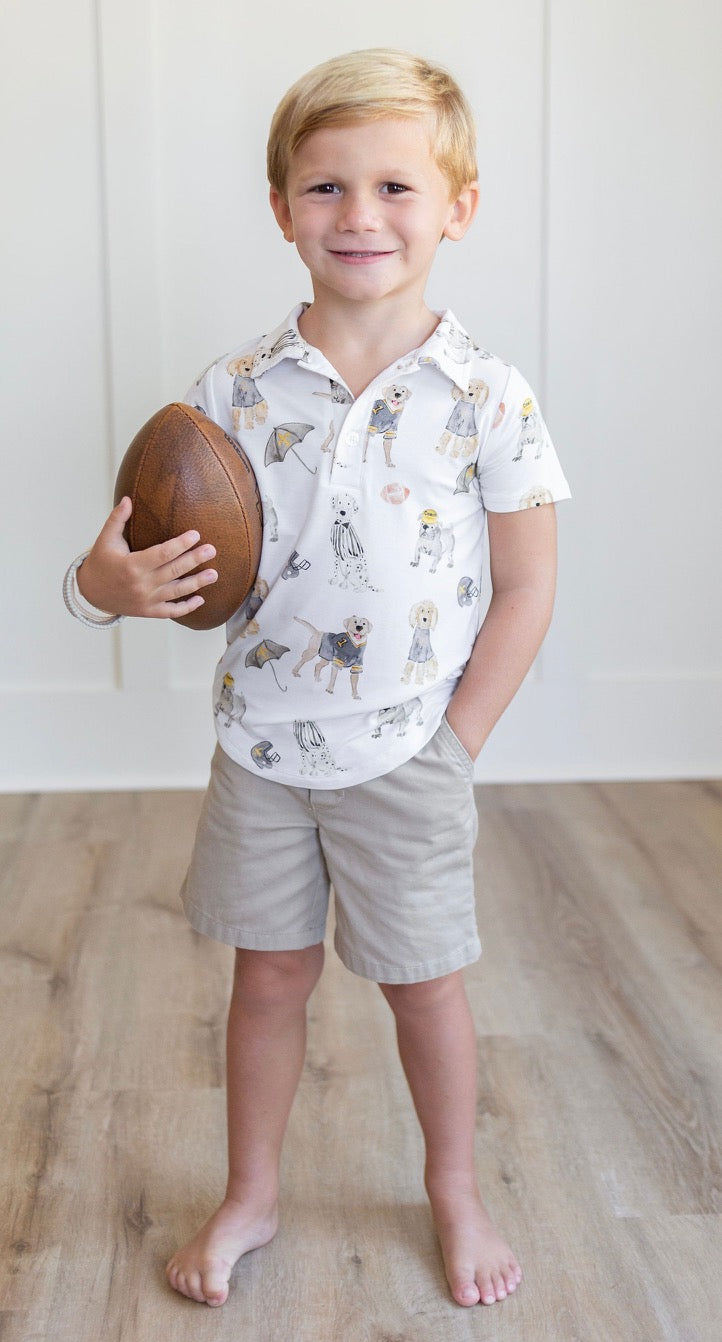 Black & Gold Puppy Football Polo Shirt