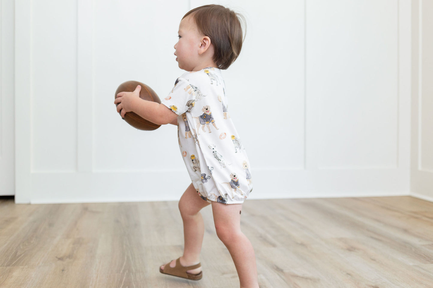 Black & Gold Puppy Football T-shirt Bubble