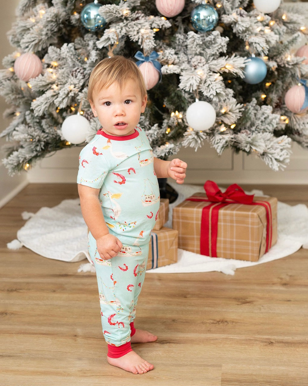 Shrimp Boat Christmas Two Piece Pajama Pants Set