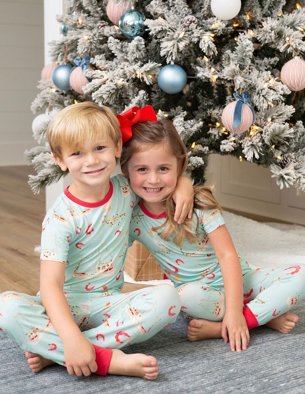 Shrimp Boat Christmas Two Piece Pajama Pants Set